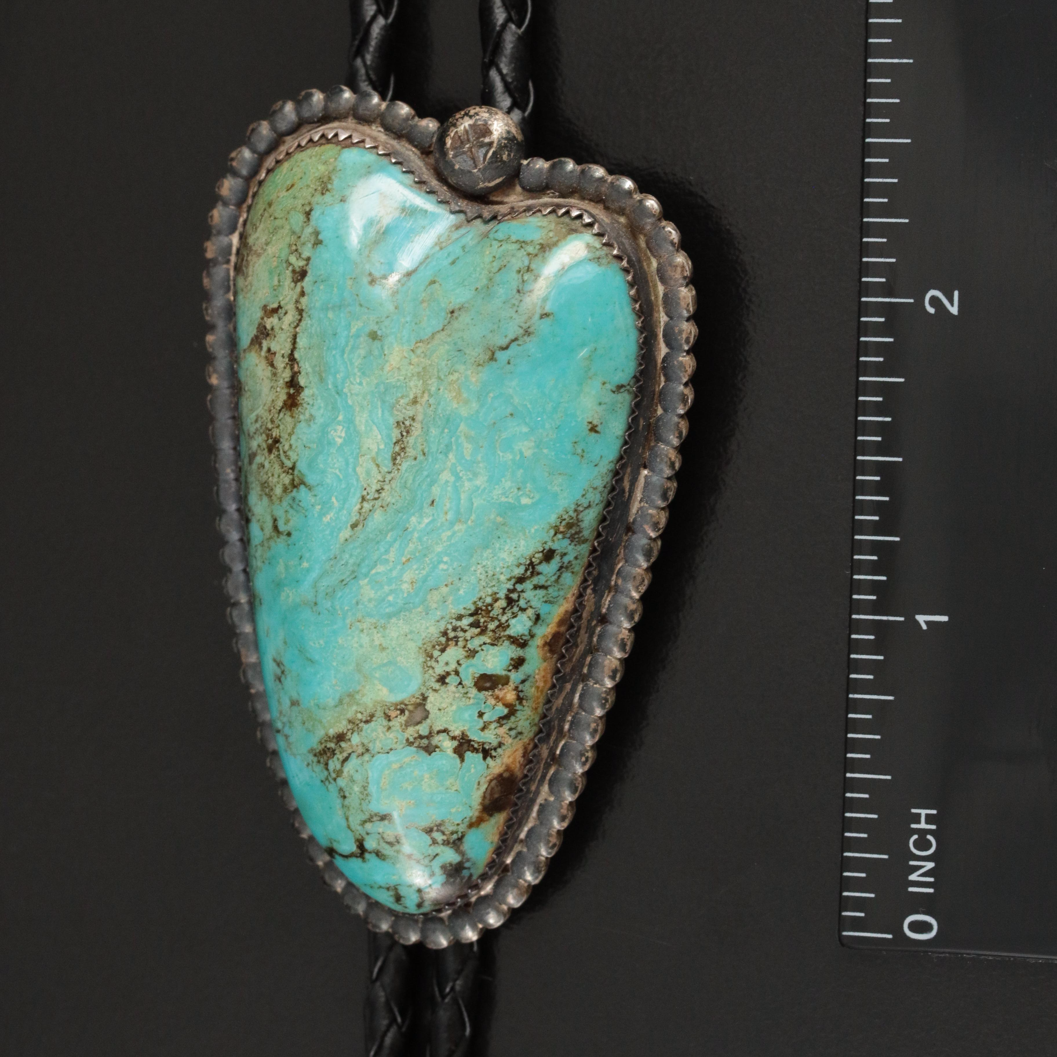Sterling Turquoise and Leather Bolo Tie