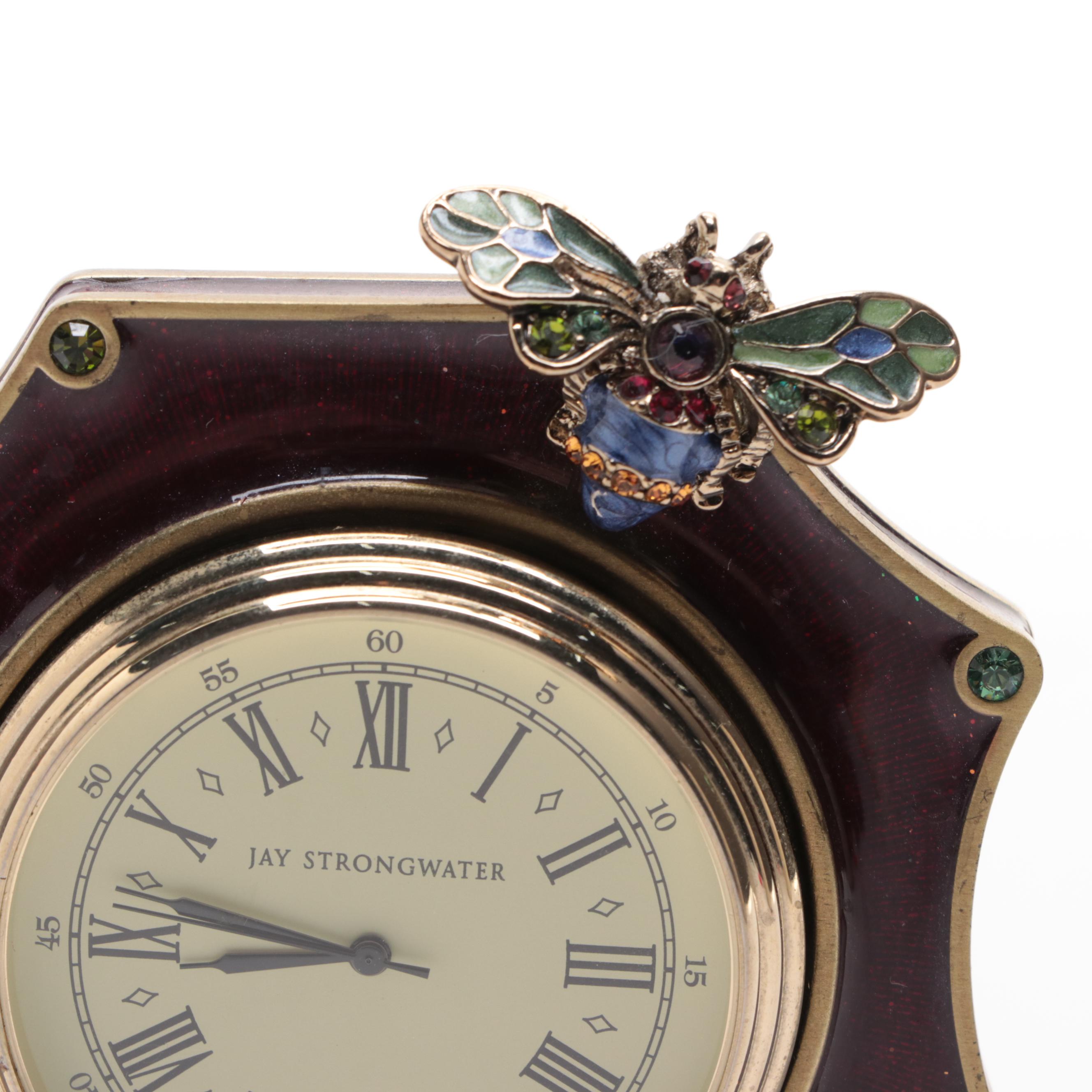 Jay Strongwater Enameled Metal Bee Desk Clock