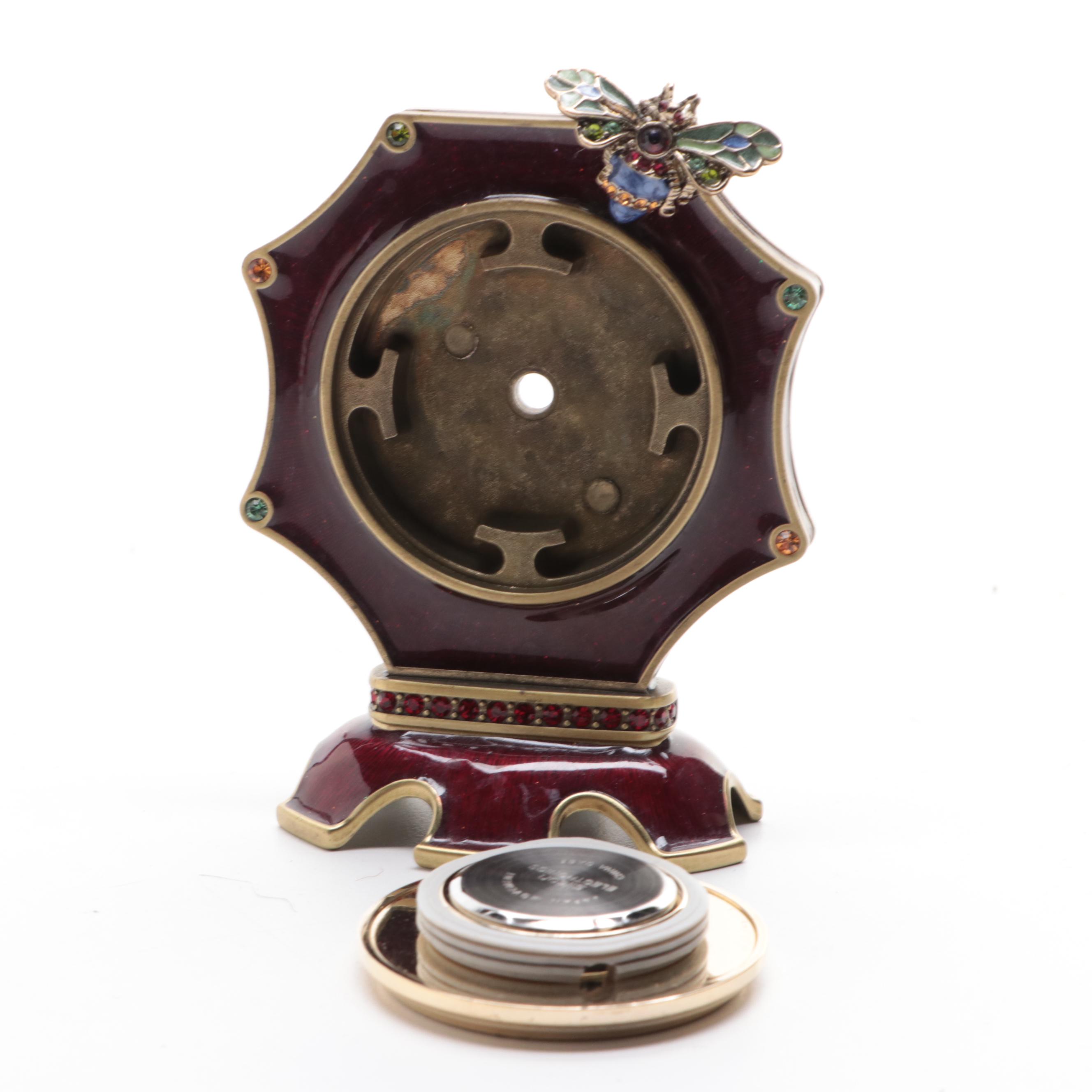 Jay Strongwater Enameled Metal Bee Desk Clock