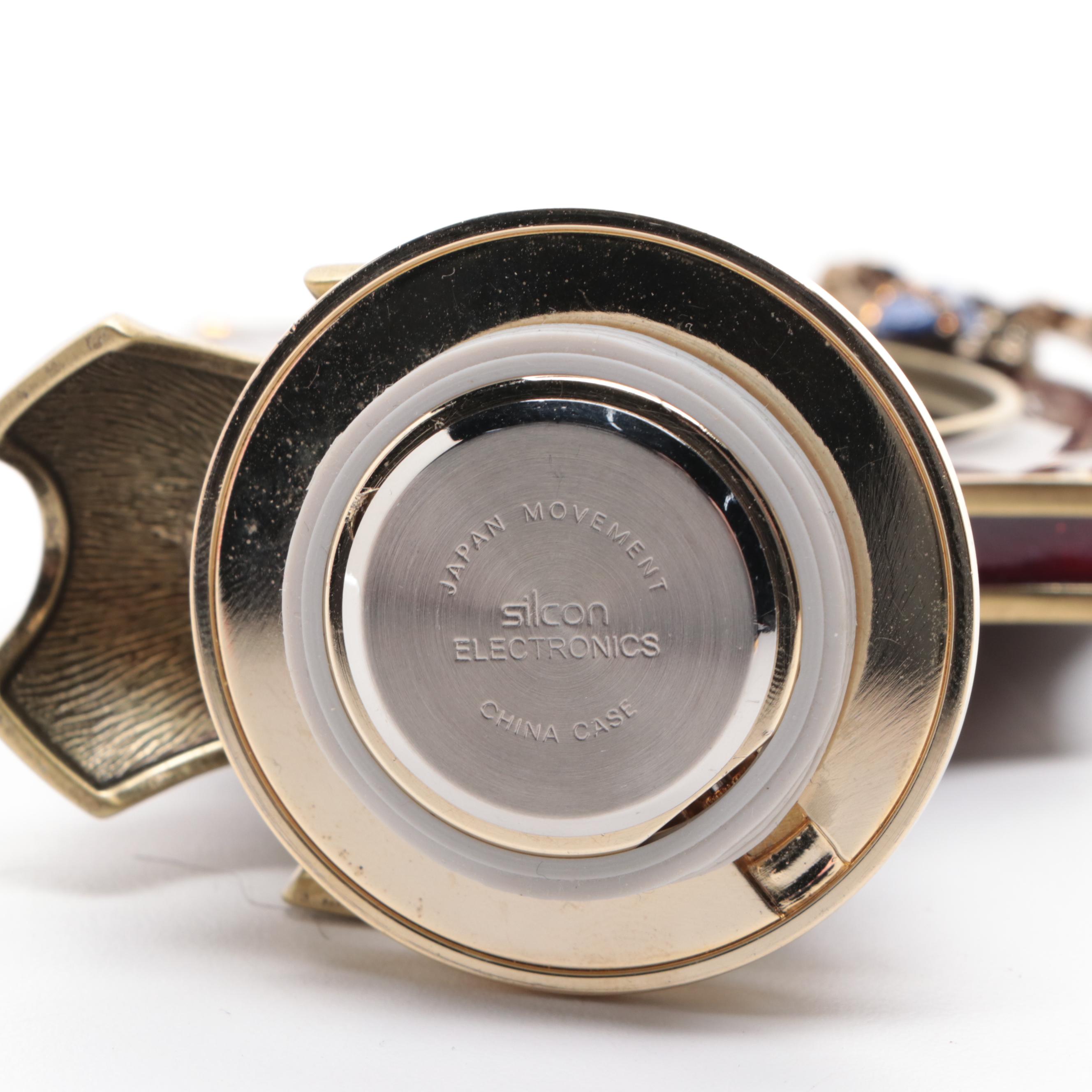 Jay Strongwater Enameled Metal Bee Desk Clock