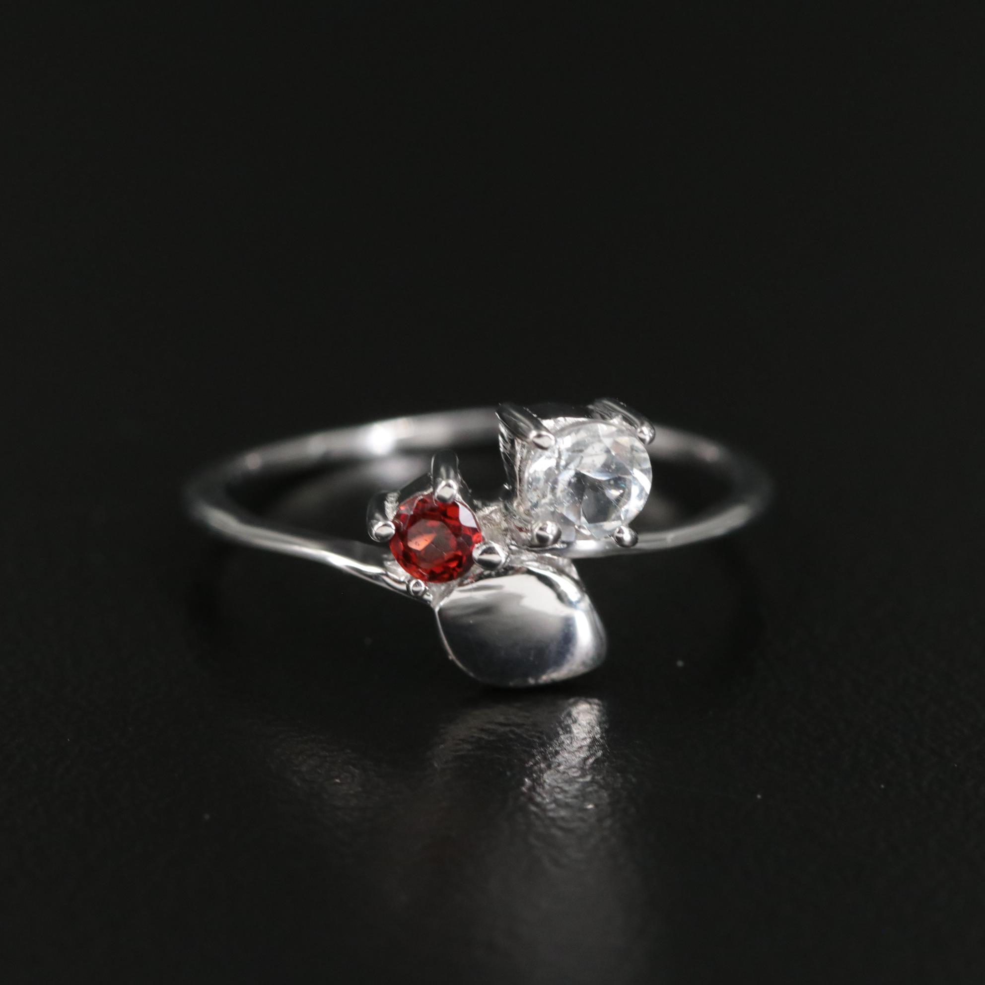Sterling Topaz and Garnet Ring