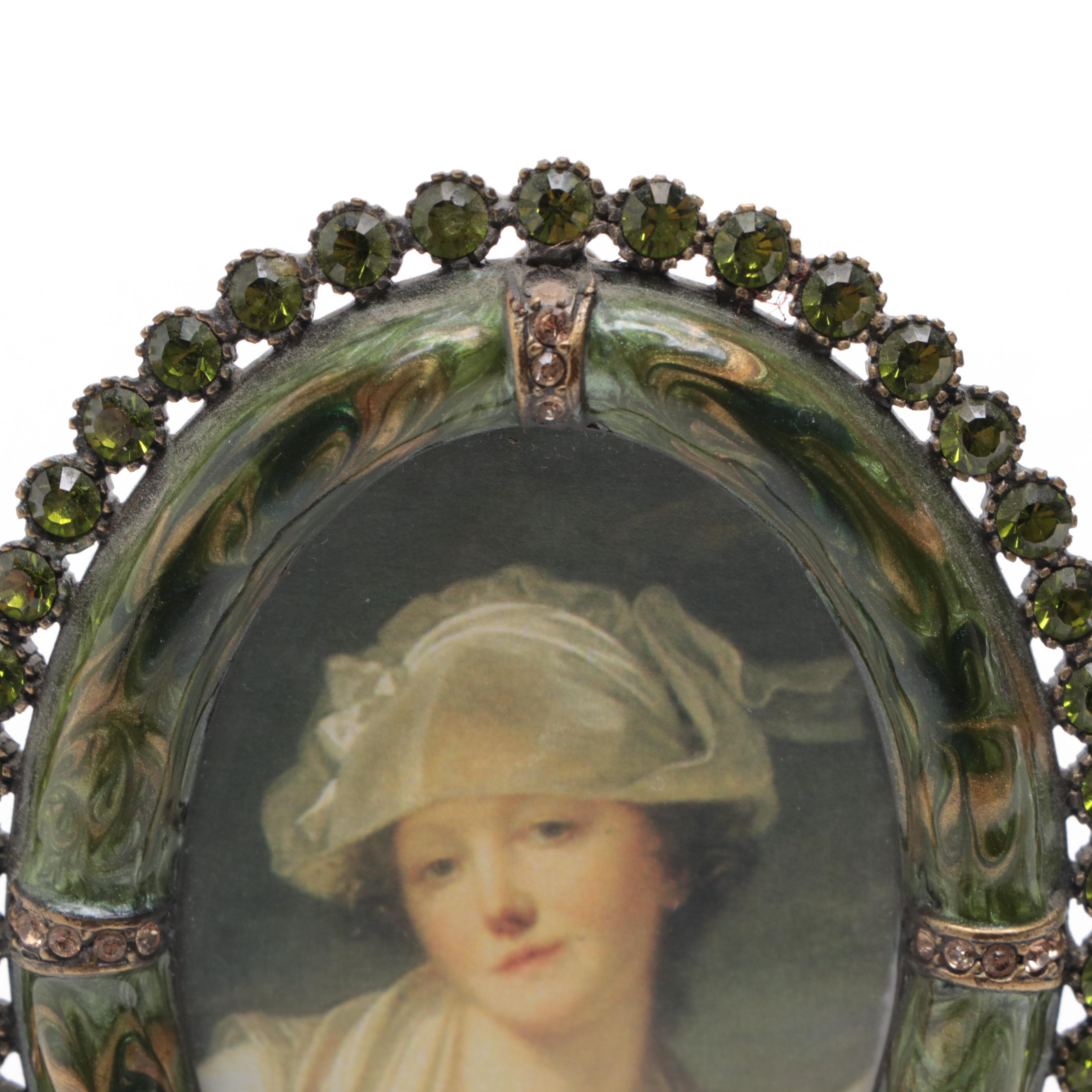 Jay Strongwater Enameled and Jeweled Oval Table Top Picture Frame EBTH