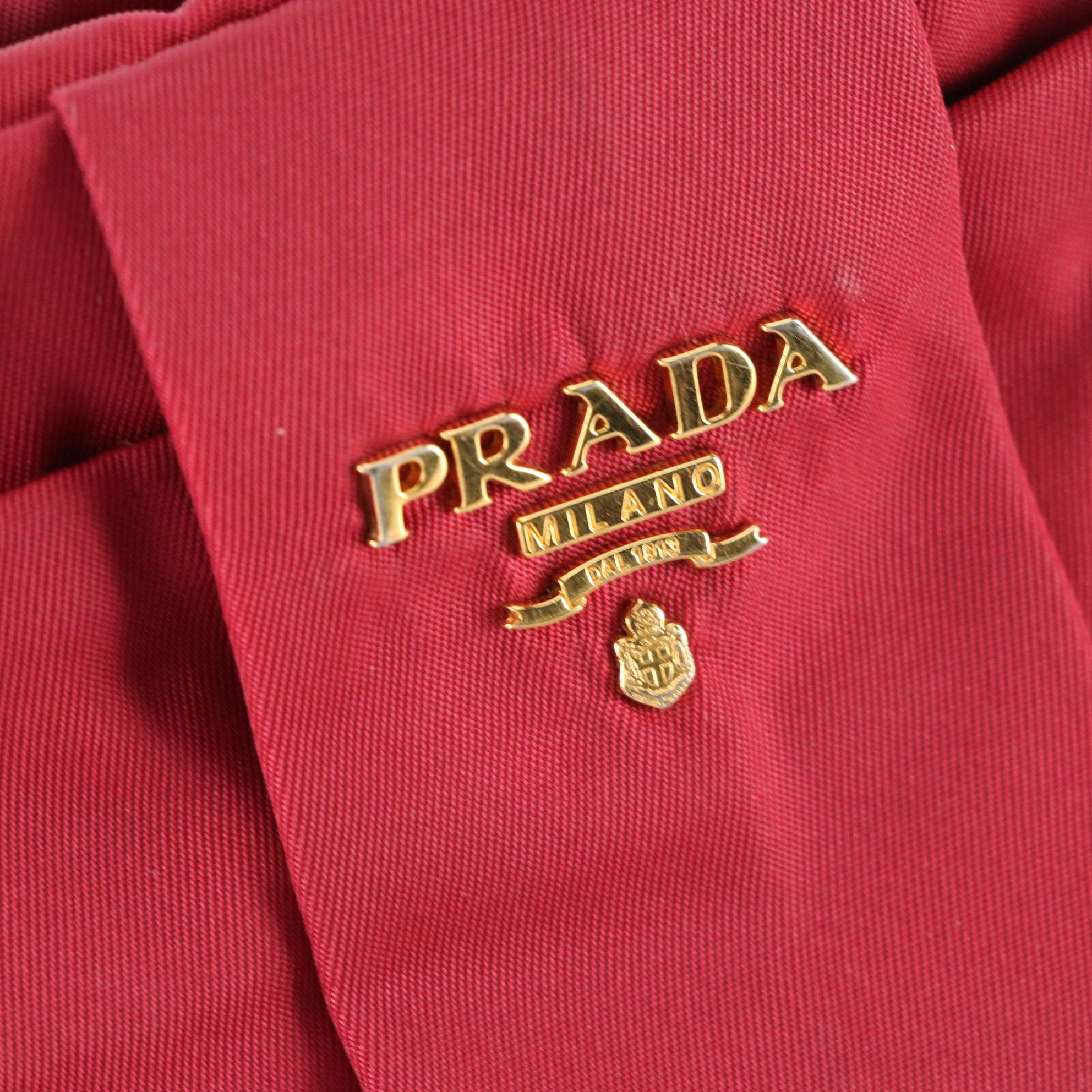 Prada Pink Tessuto Nylon and Lambskin Leather Two-Way Bag with Flat Bow