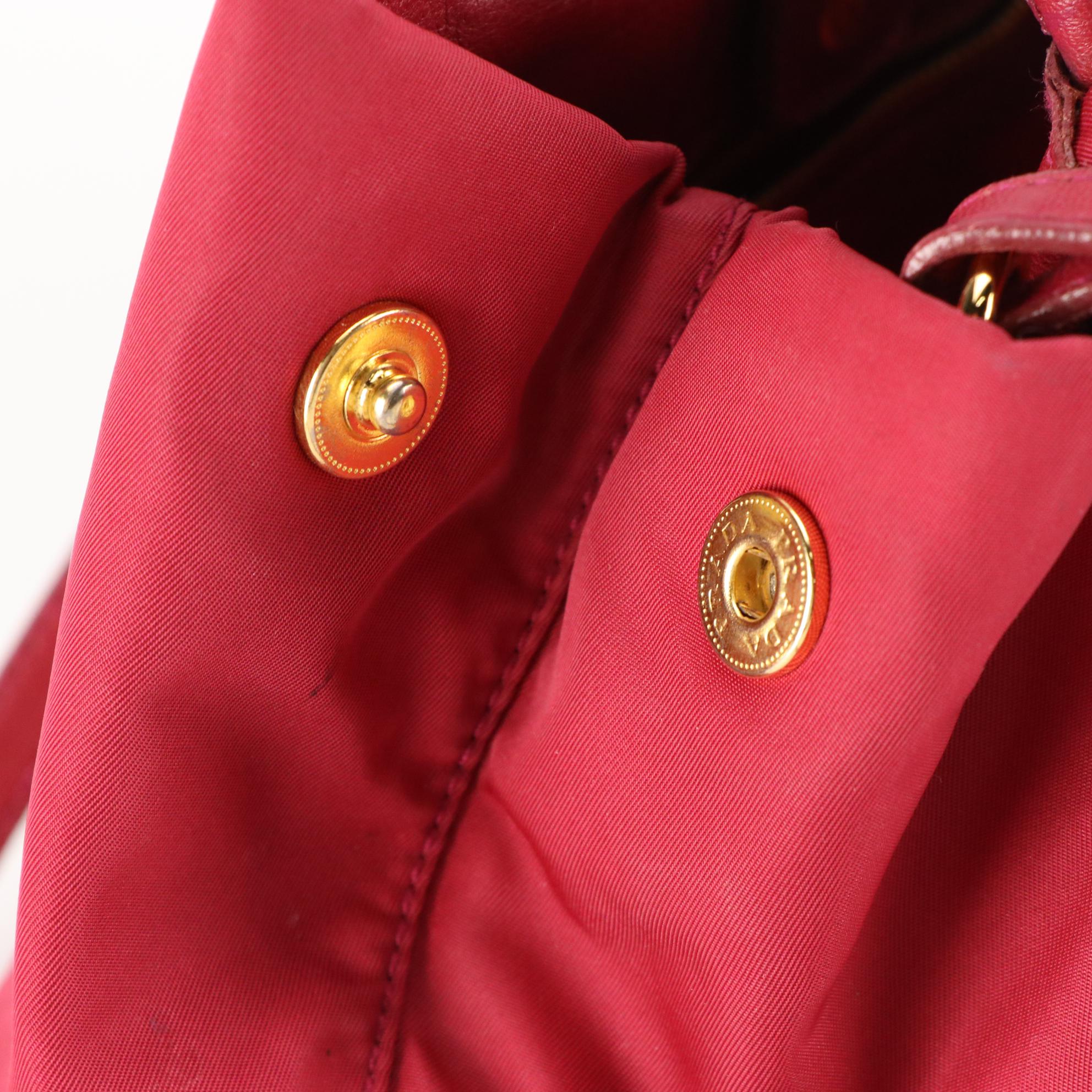 Prada Pink Tessuto Nylon and Lambskin Leather Two-Way Bag with Flat Bow