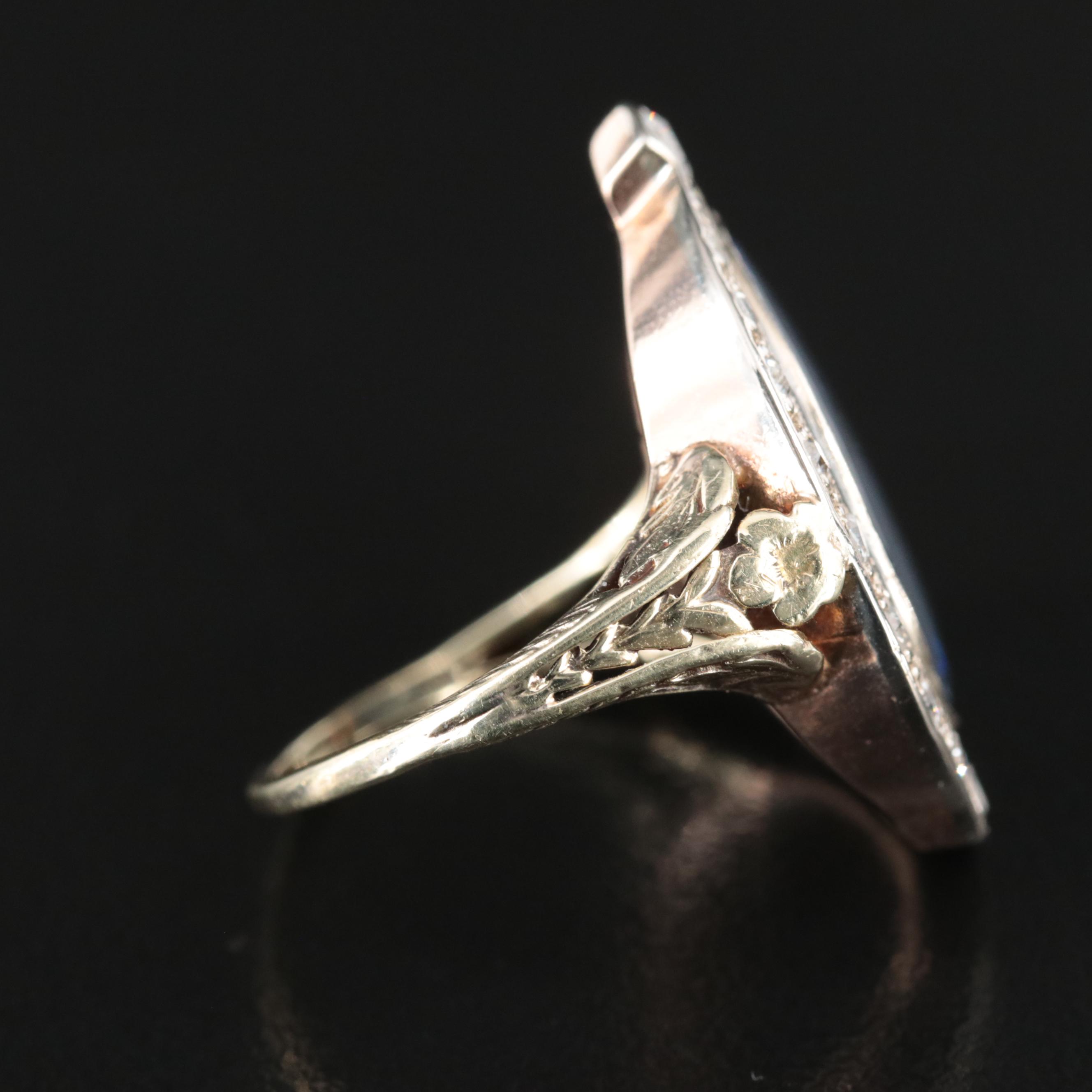 10K and 14K Black Opal and Diamond Ring with GIA Report