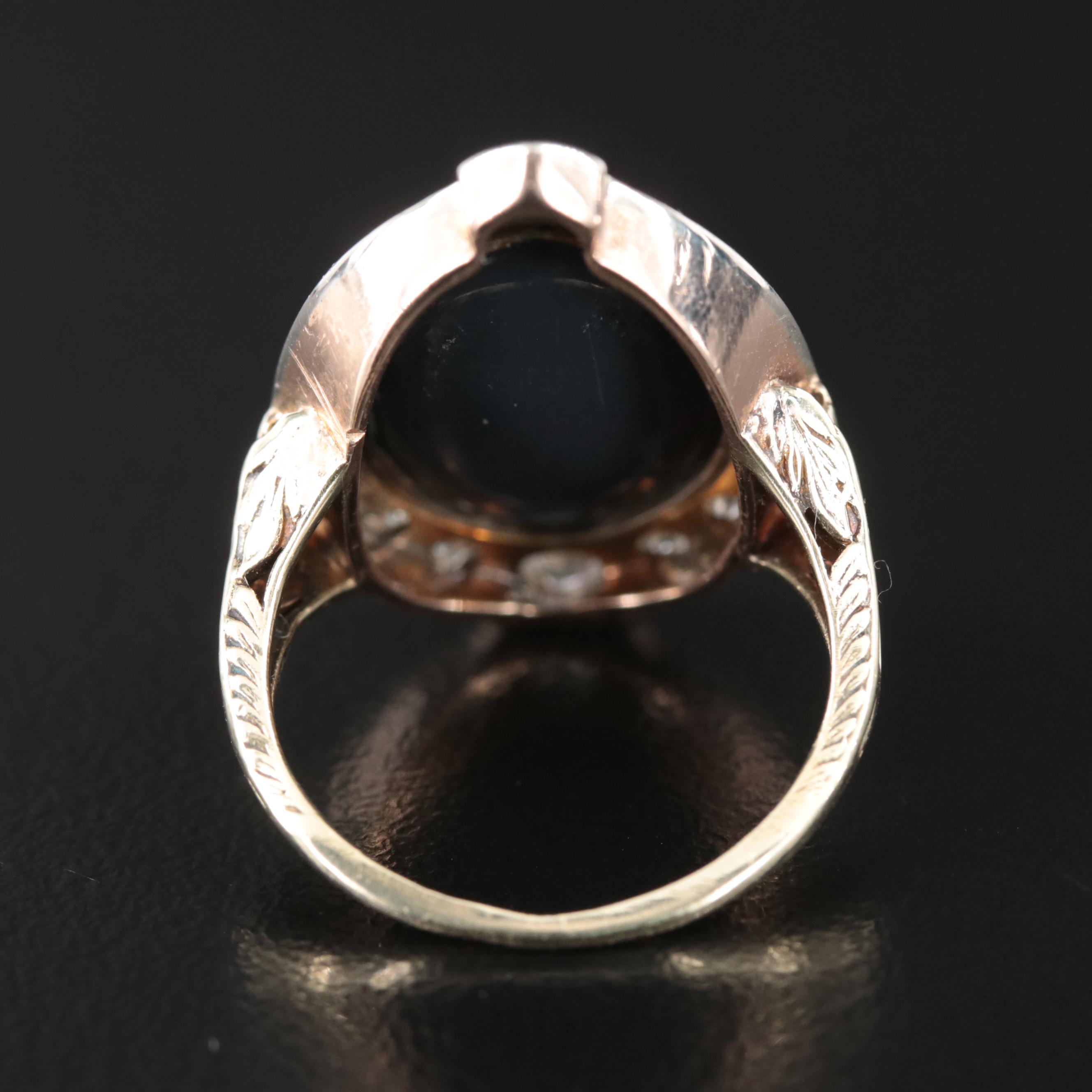 10K and 14K Black Opal and Diamond Ring with GIA Report