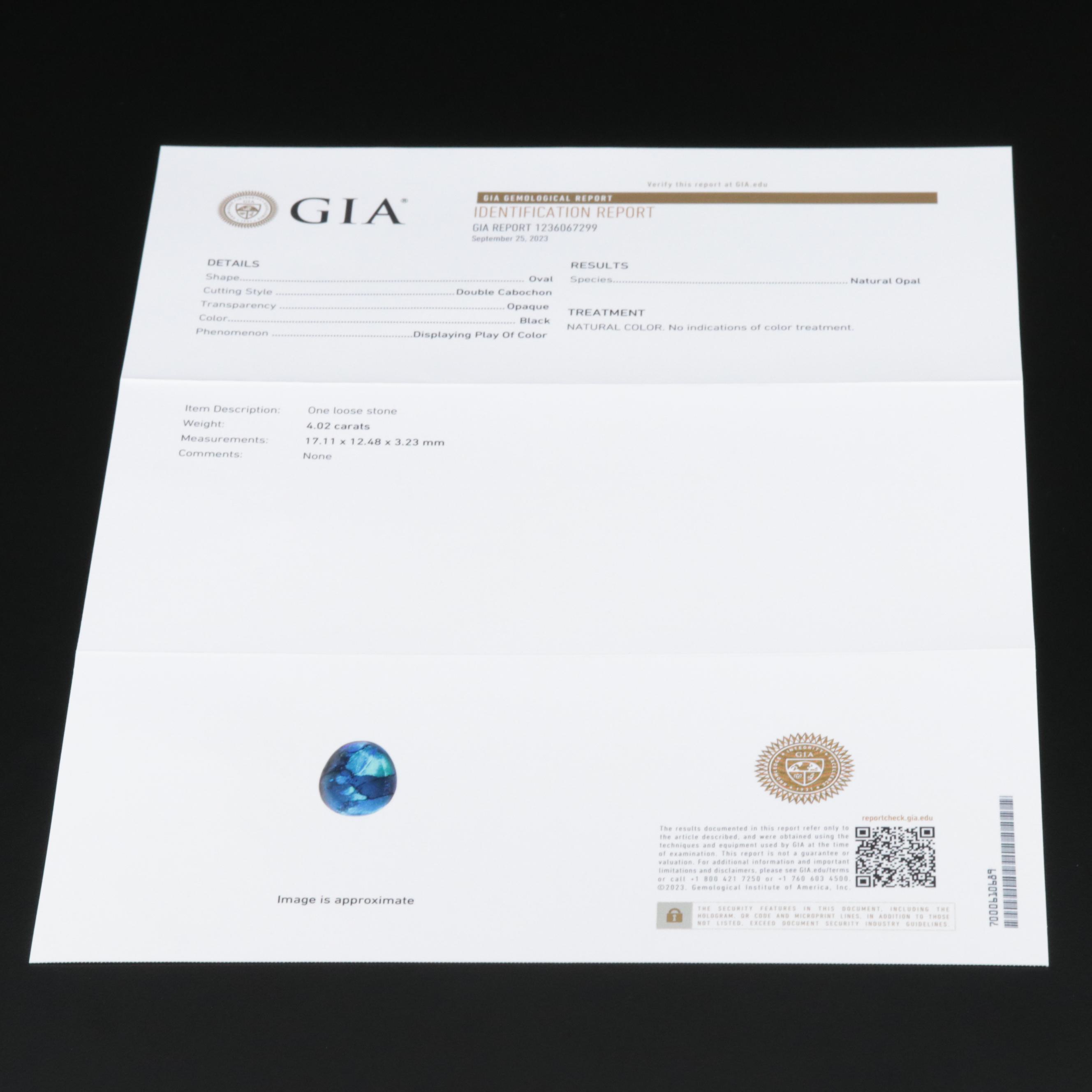 10K and 14K Black Opal and Diamond Ring with GIA Report