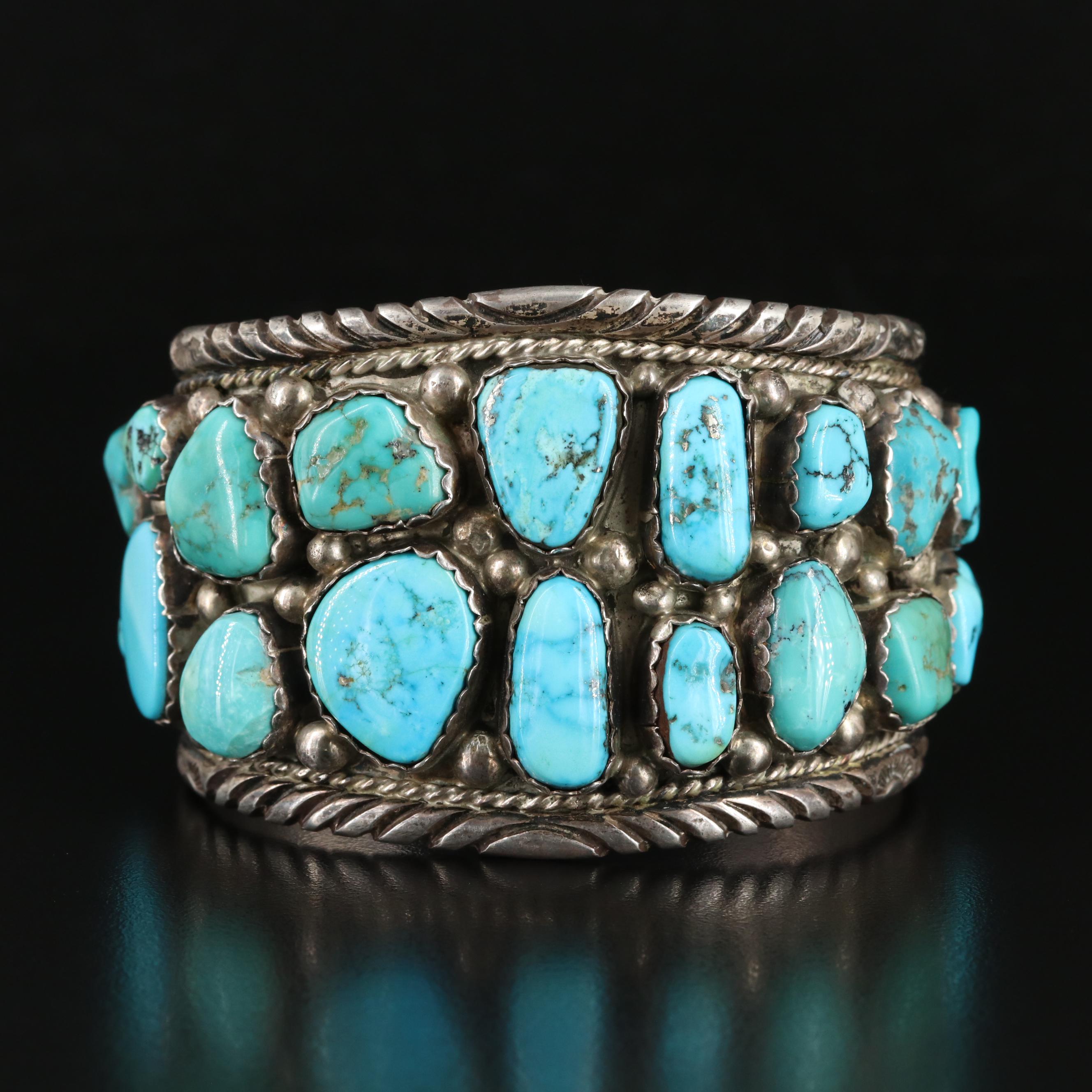Signed Sterling Turquoise Cuff