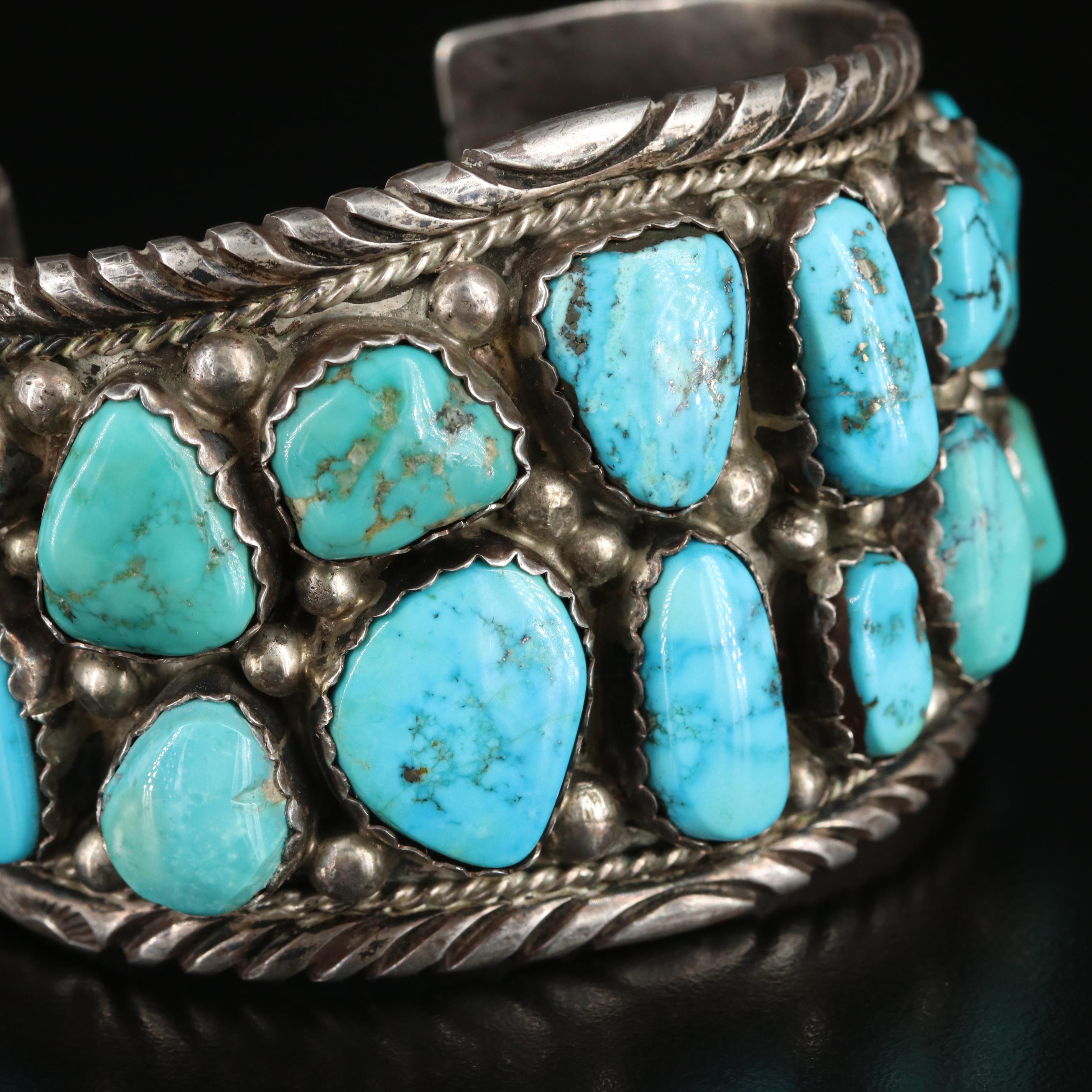Signed Sterling Turquoise Cuff