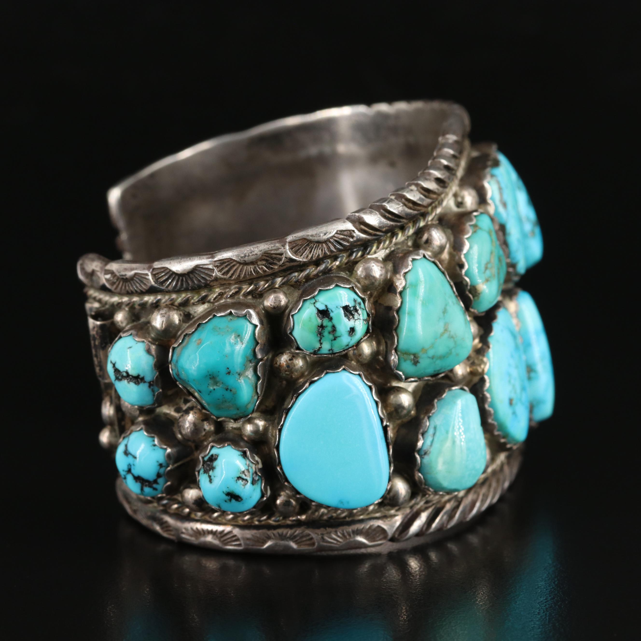 Signed Sterling Turquoise Cuff