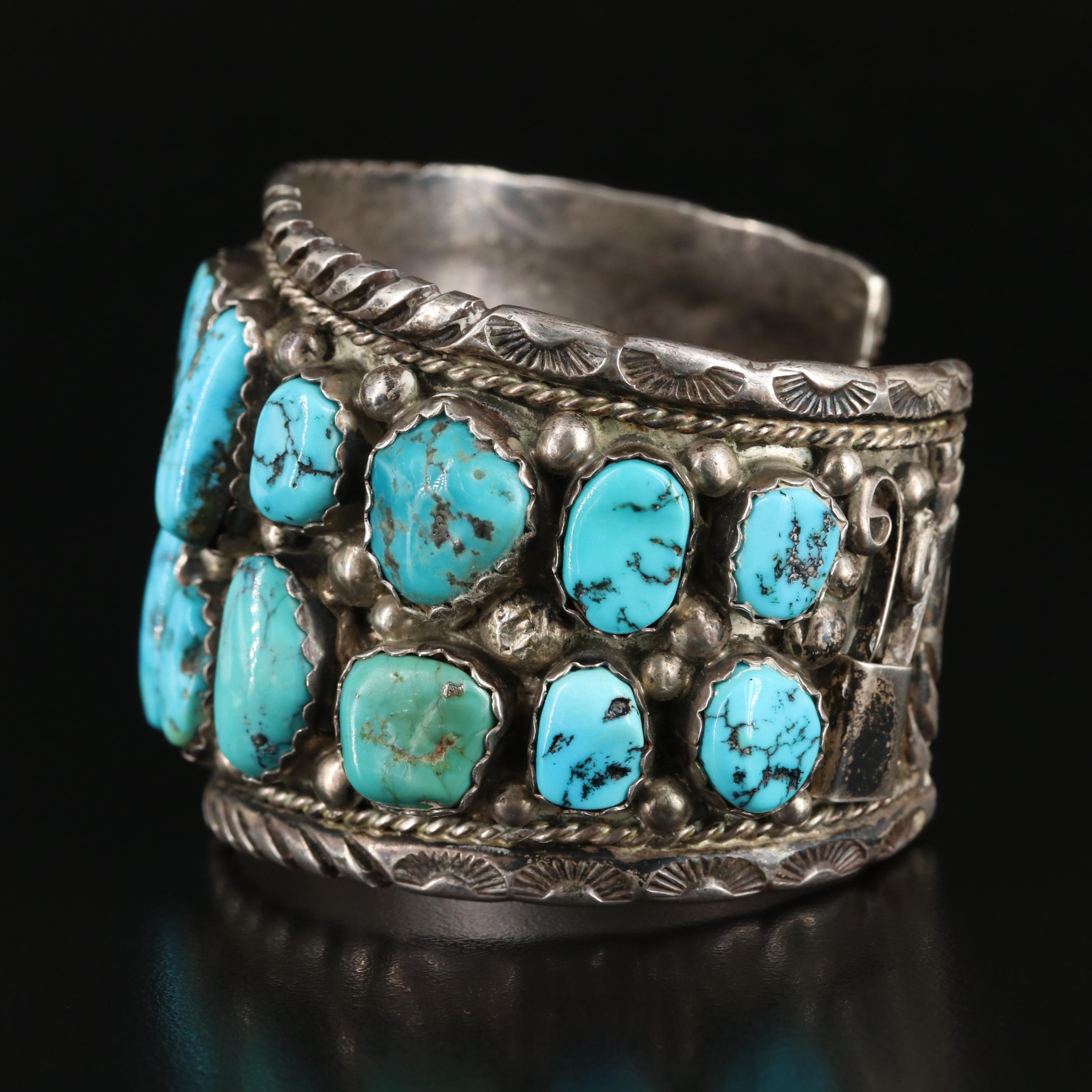 Signed Sterling Turquoise Cuff