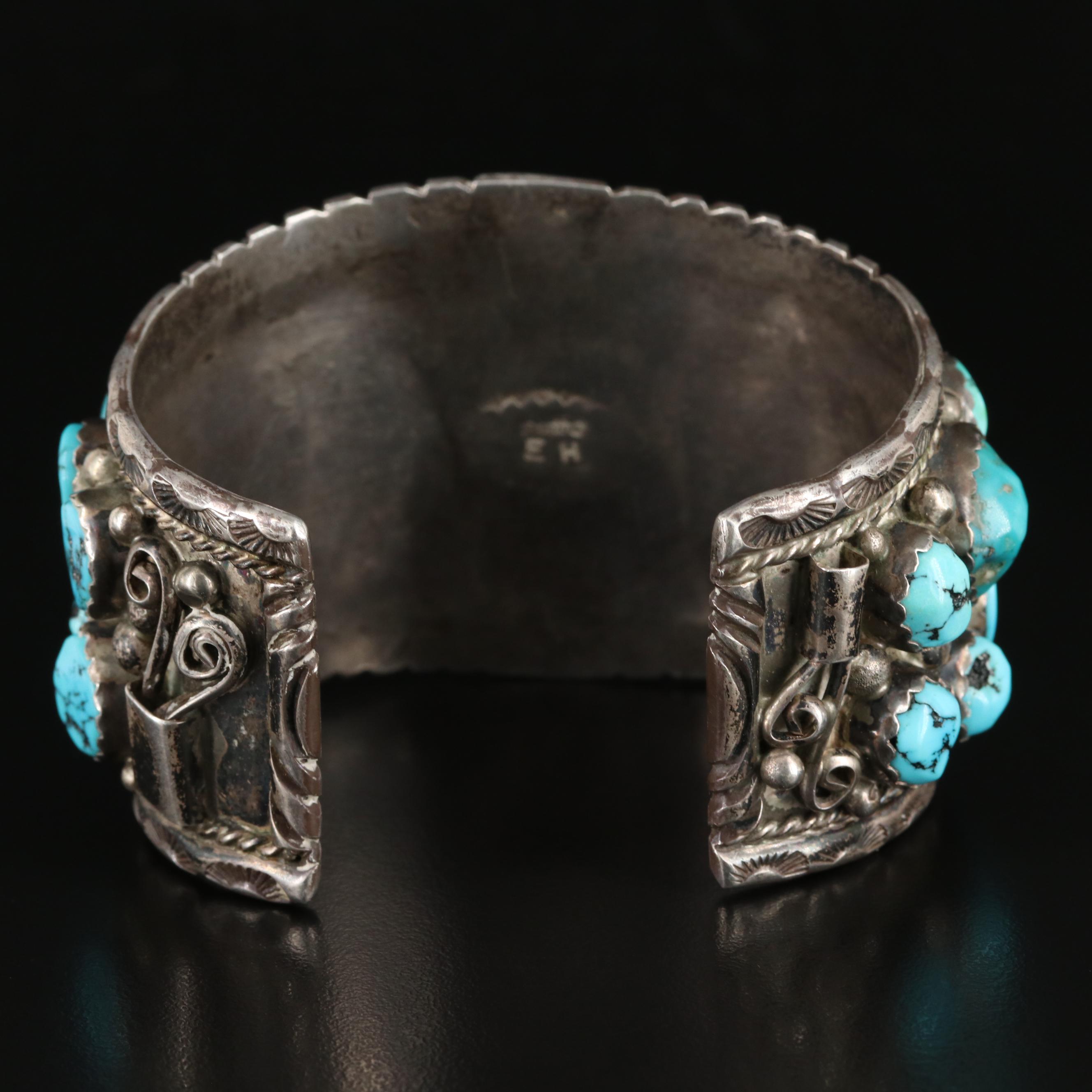 Signed Sterling Turquoise Cuff