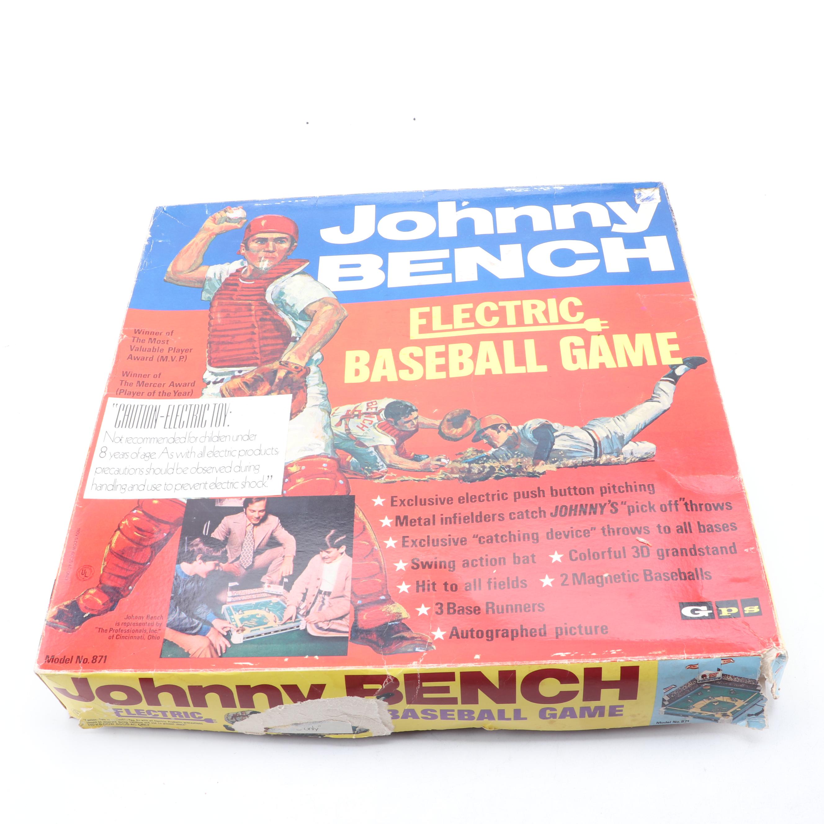 "Johnny Bench Electric Baseball Game" with "Q-Stick Cro-K", and "Longball"