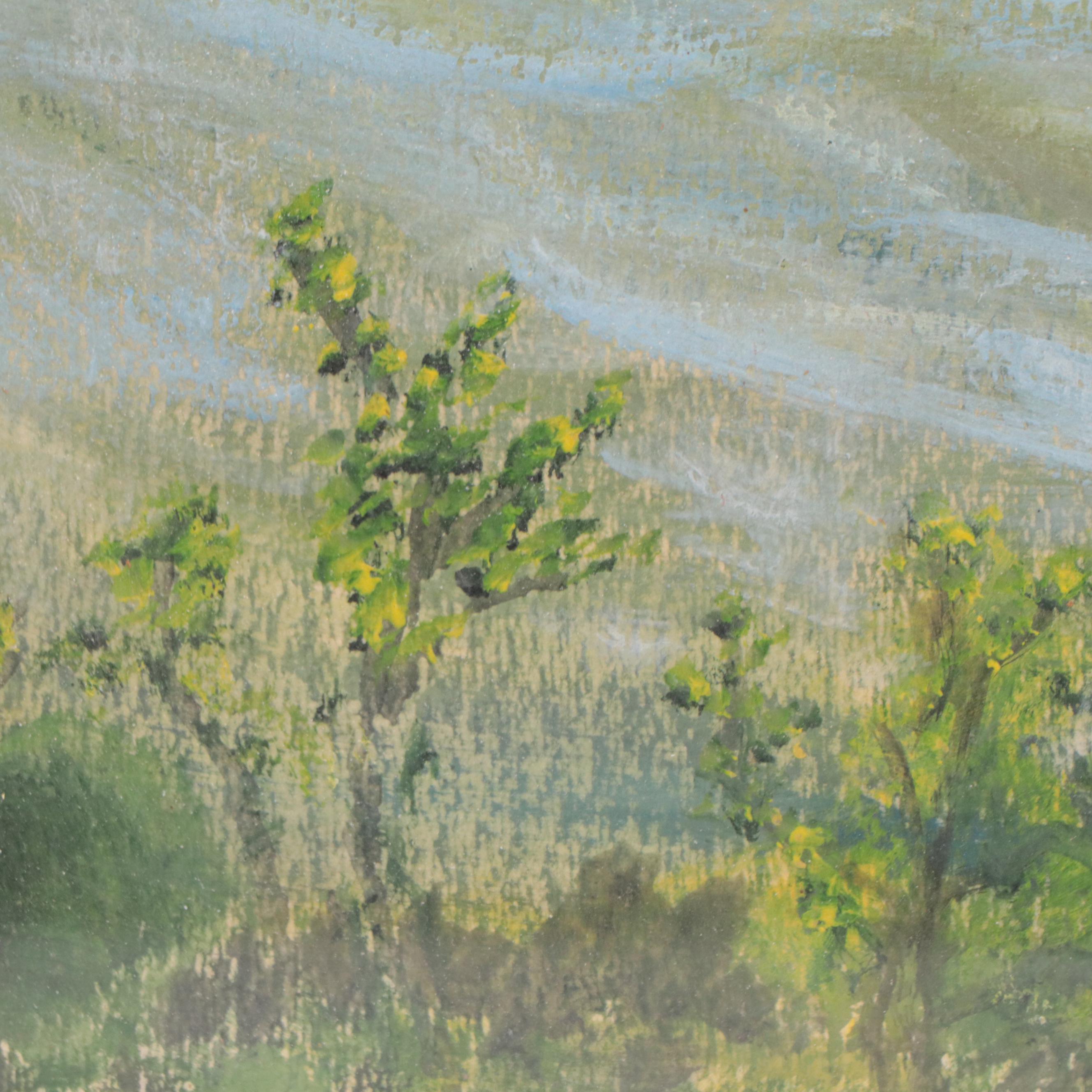 Landscape Acrylic Painting of the Ohio River, Mid 20th Century