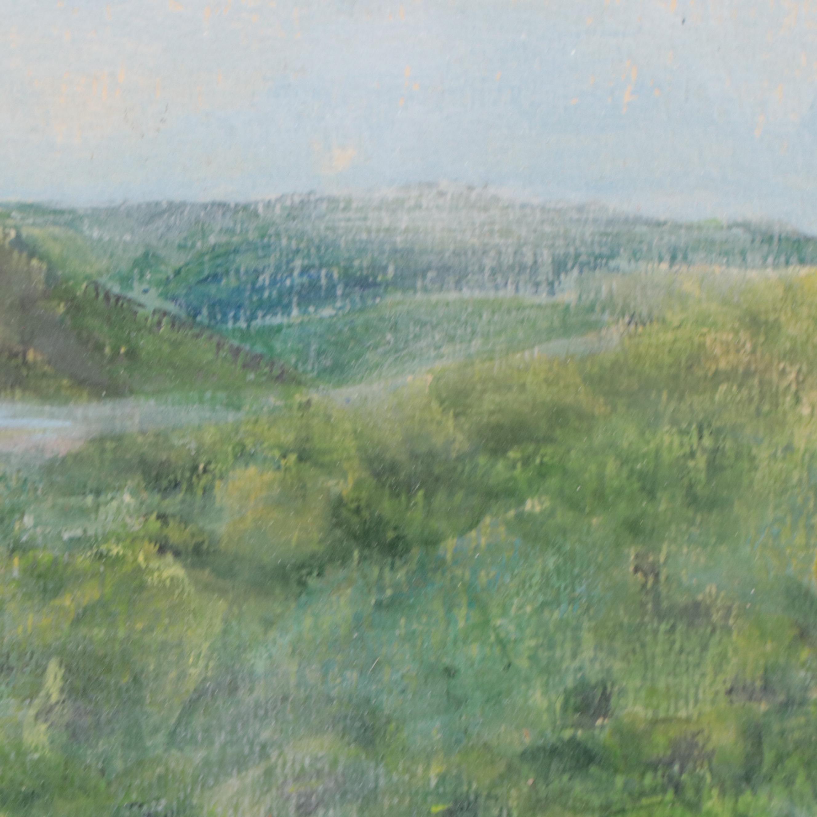 Landscape Acrylic Painting of the Ohio River, Mid 20th Century