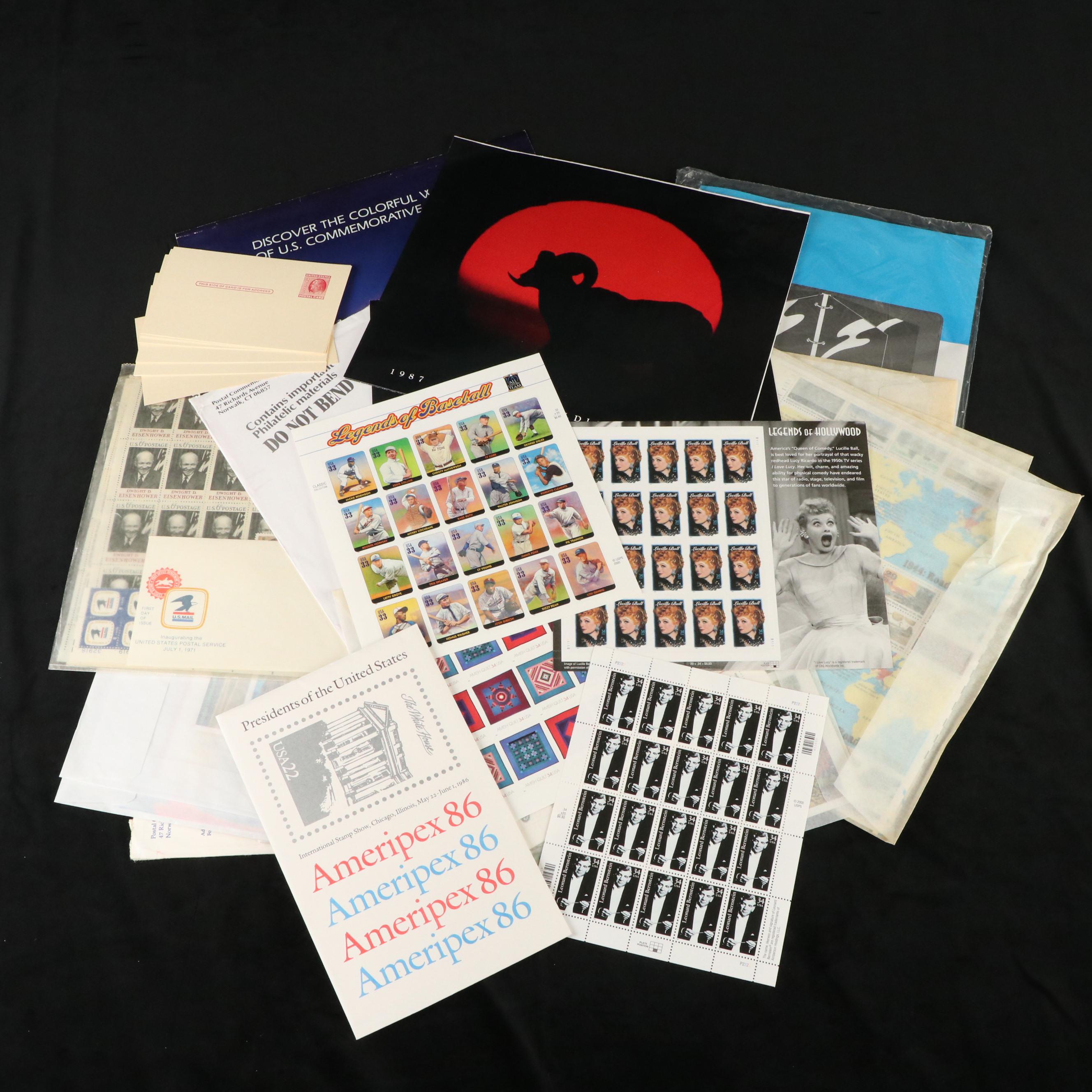 Large Assortment of Commemorative U.S. Postage Stamp Sheets