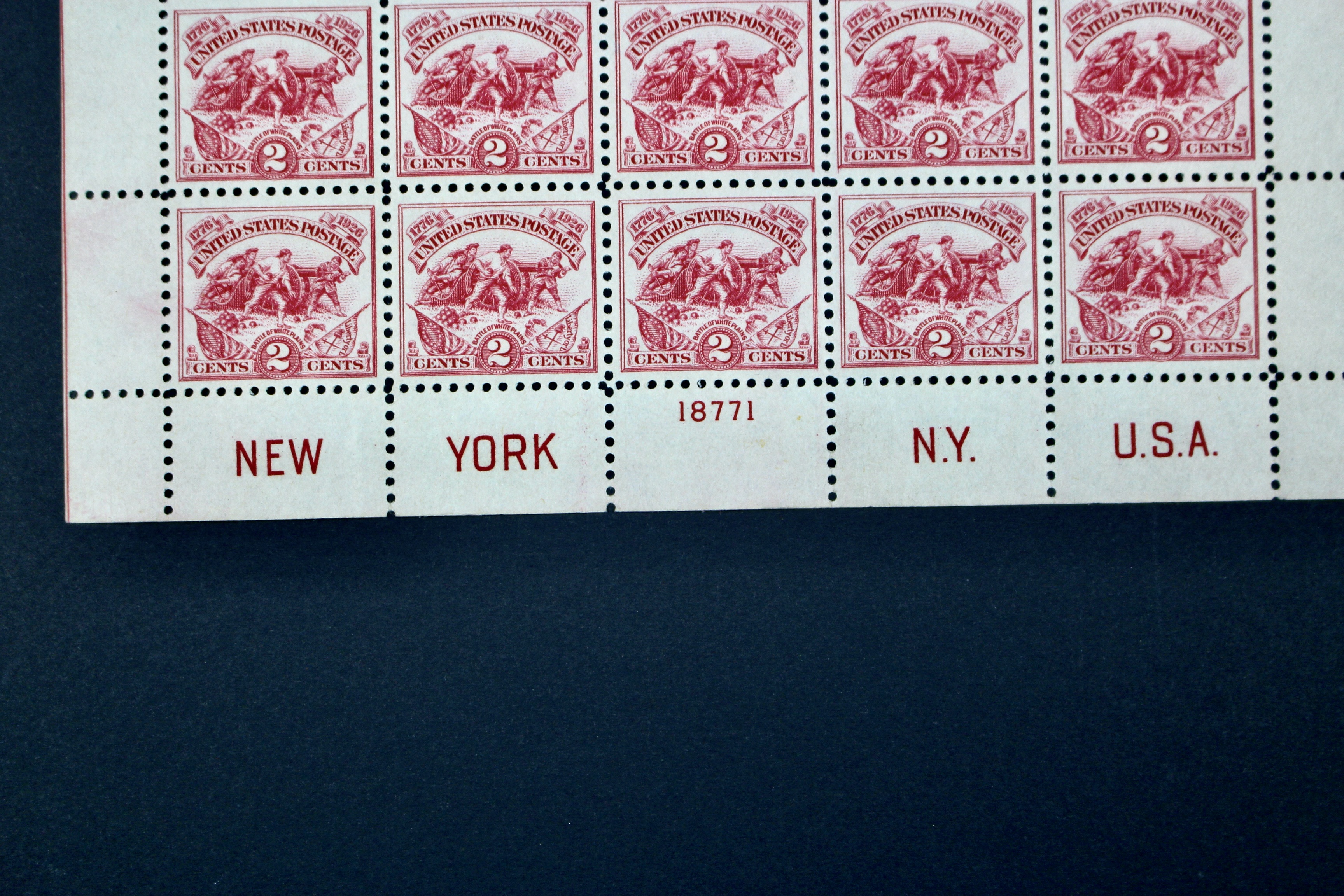 Scott #630 White Plains Souvenir Postage Stamp Sheet