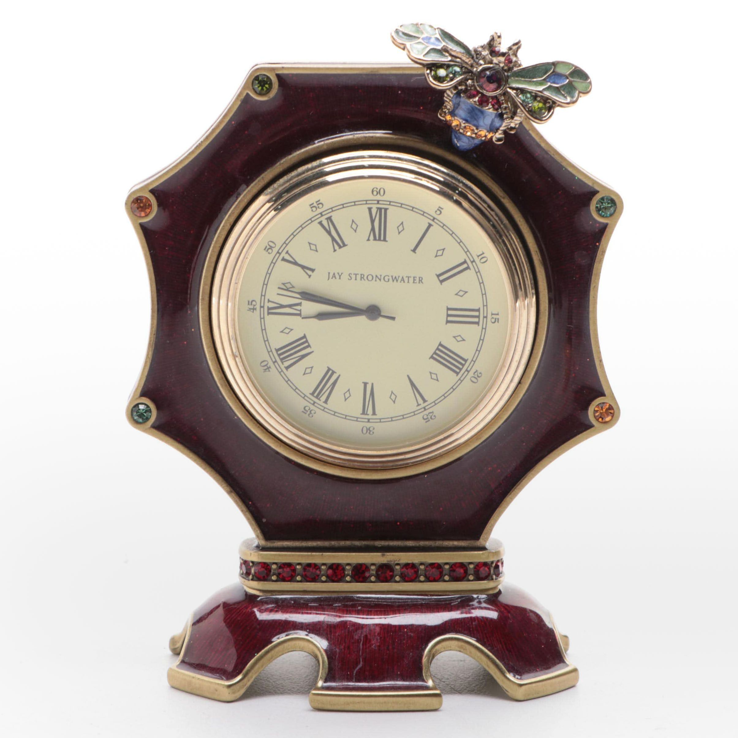 Jay Strongwater Enameled Metal Bee Desk Clock