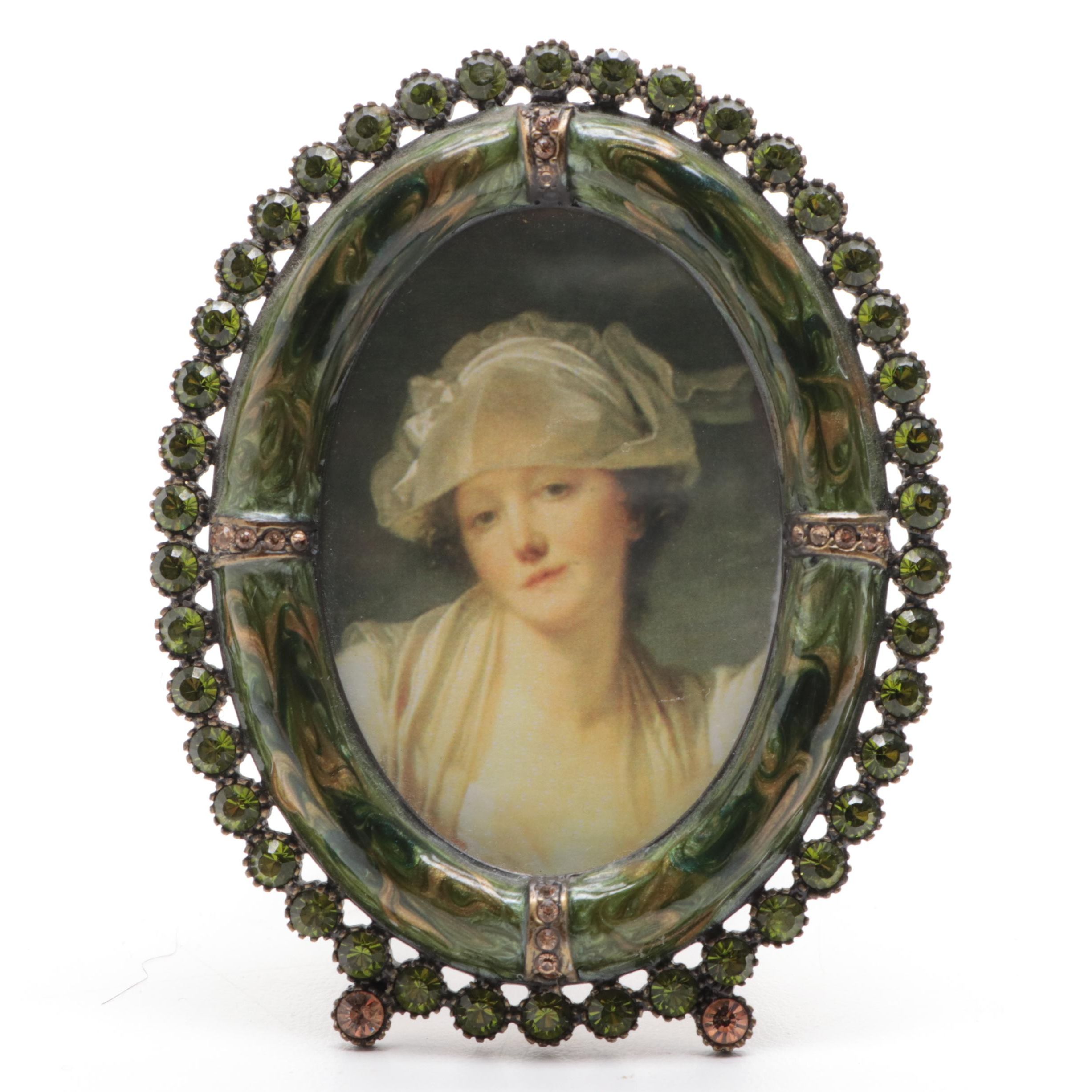 Jay Strongwater Enameled and Jeweled Oval Table Top Picture Frame EBTH