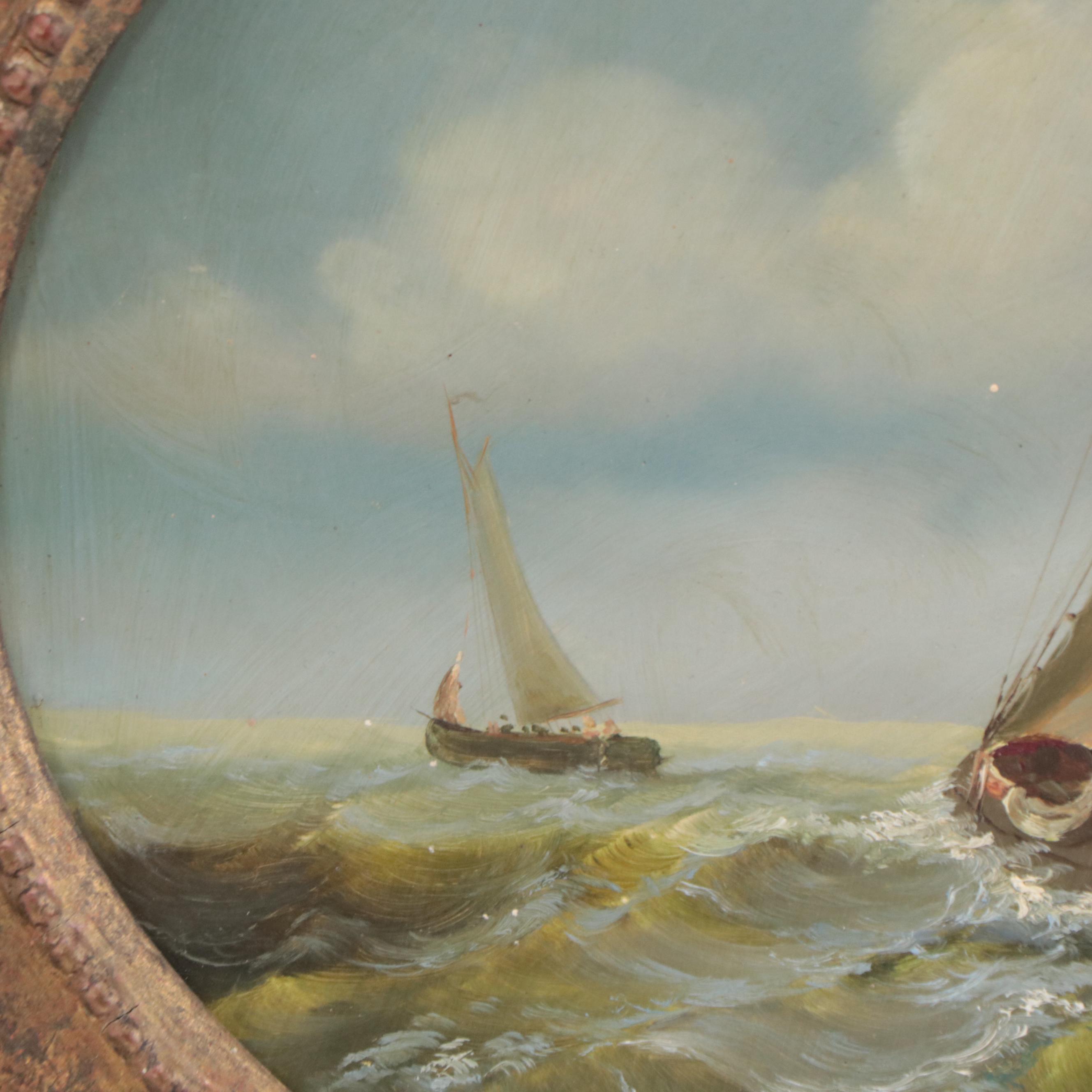 Seascape Oil Painting of Ship at Sea