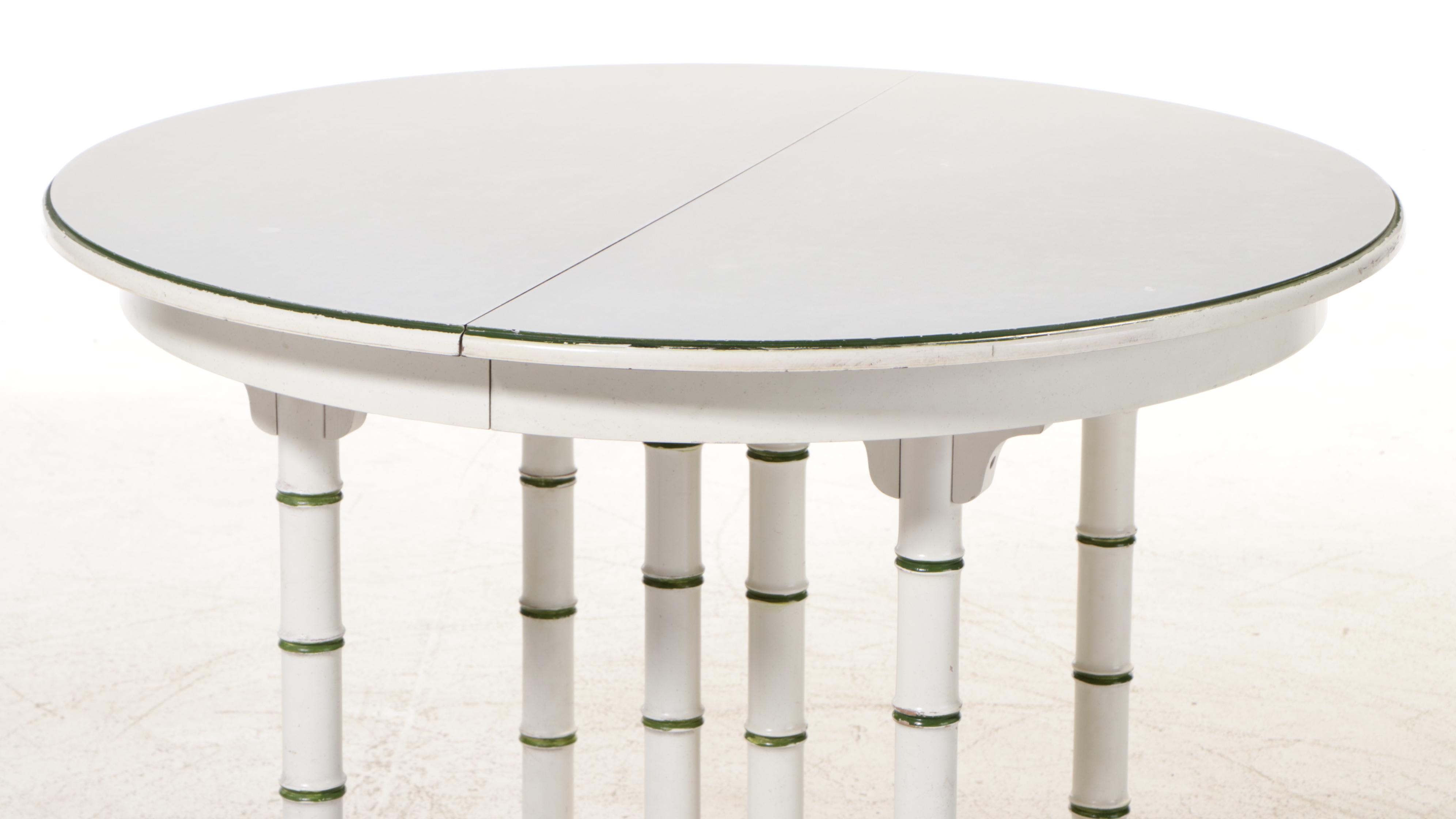 Drexel "Kensington" Painted, Faux-Bamboo, & Laminate Top Extending Dining Table