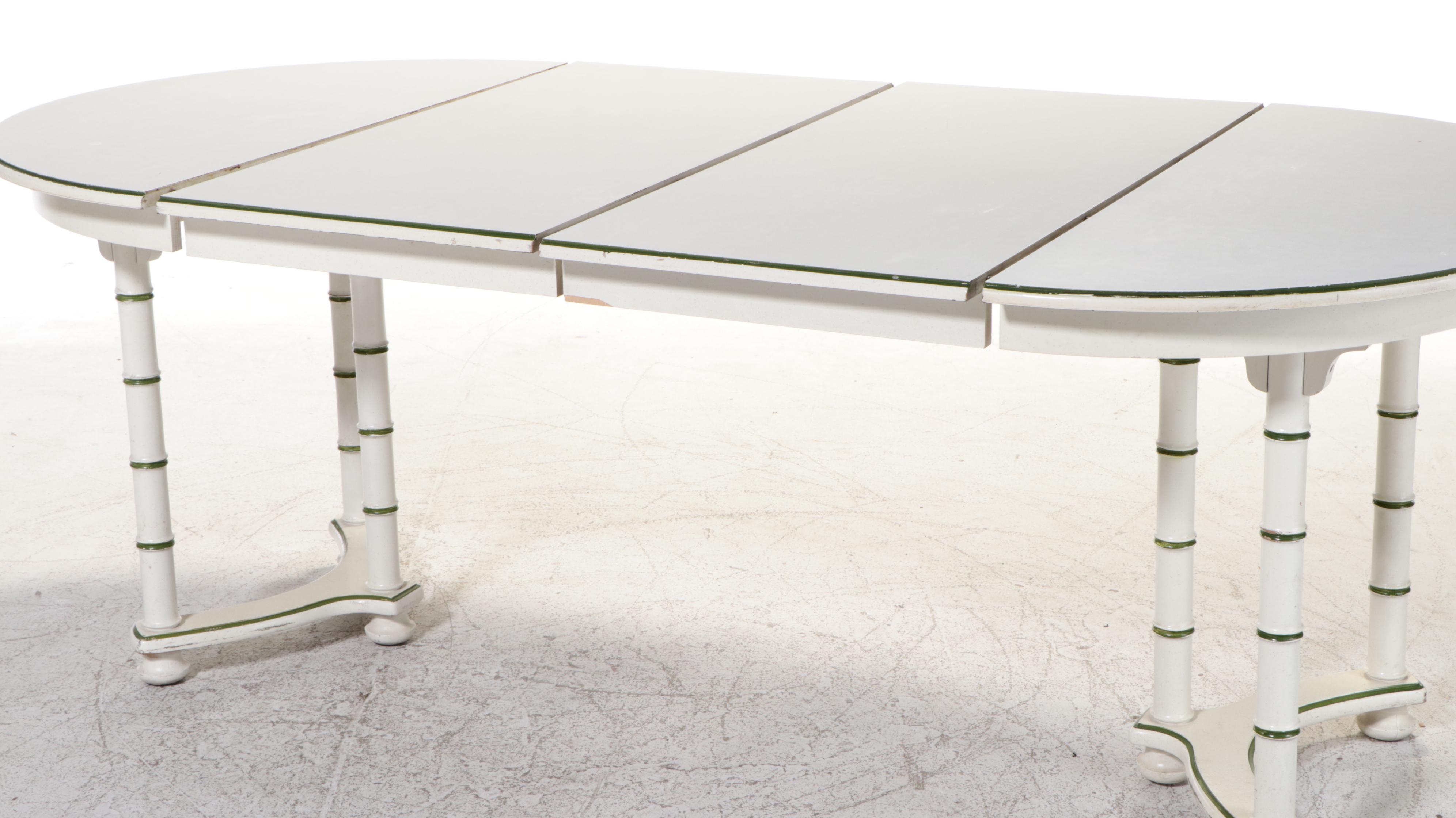 Drexel "Kensington" Painted, Faux-Bamboo, & Laminate Top Extending Dining Table