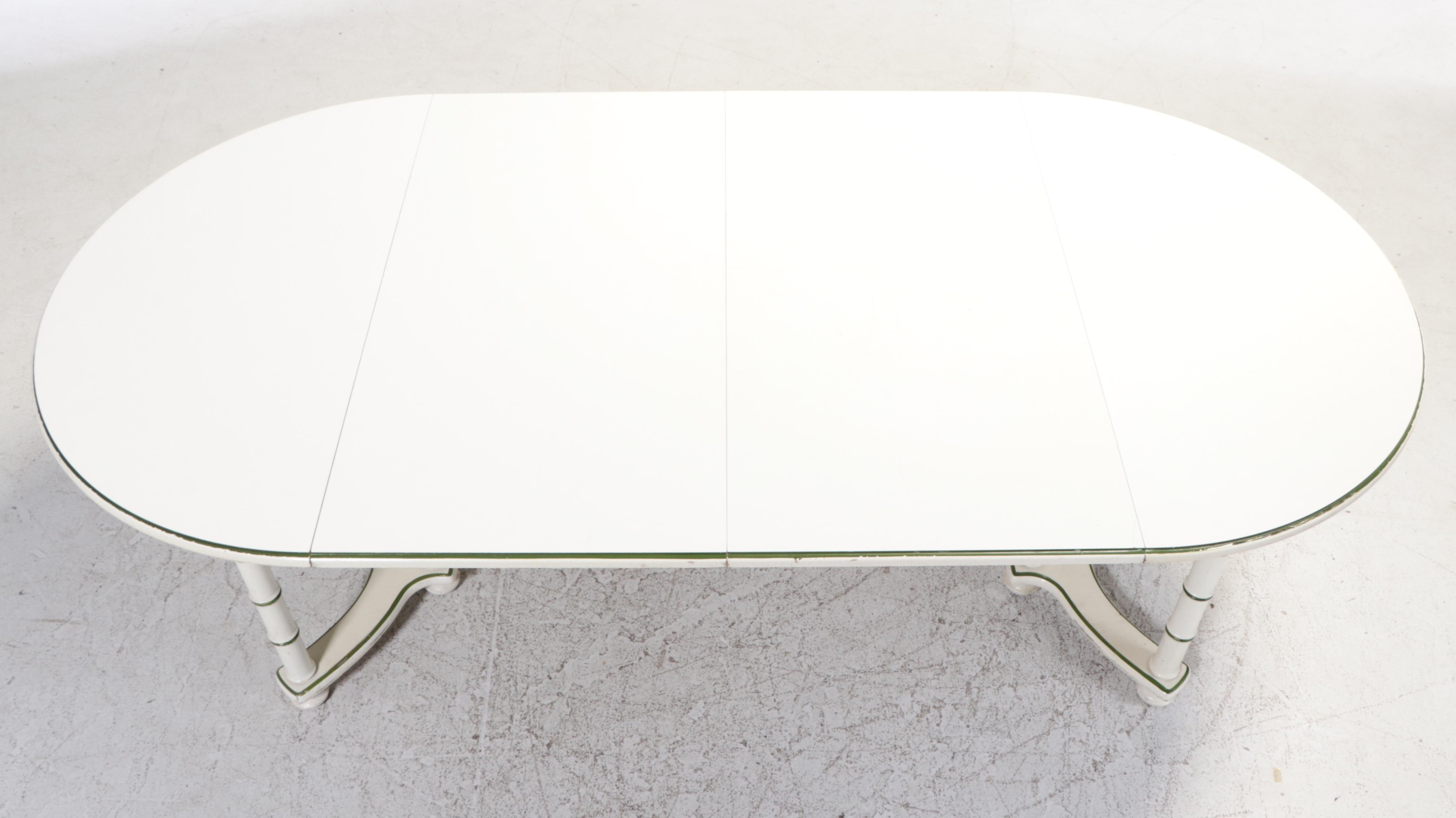 Drexel "Kensington" Painted, Faux-Bamboo, & Laminate Top Extending Dining Table