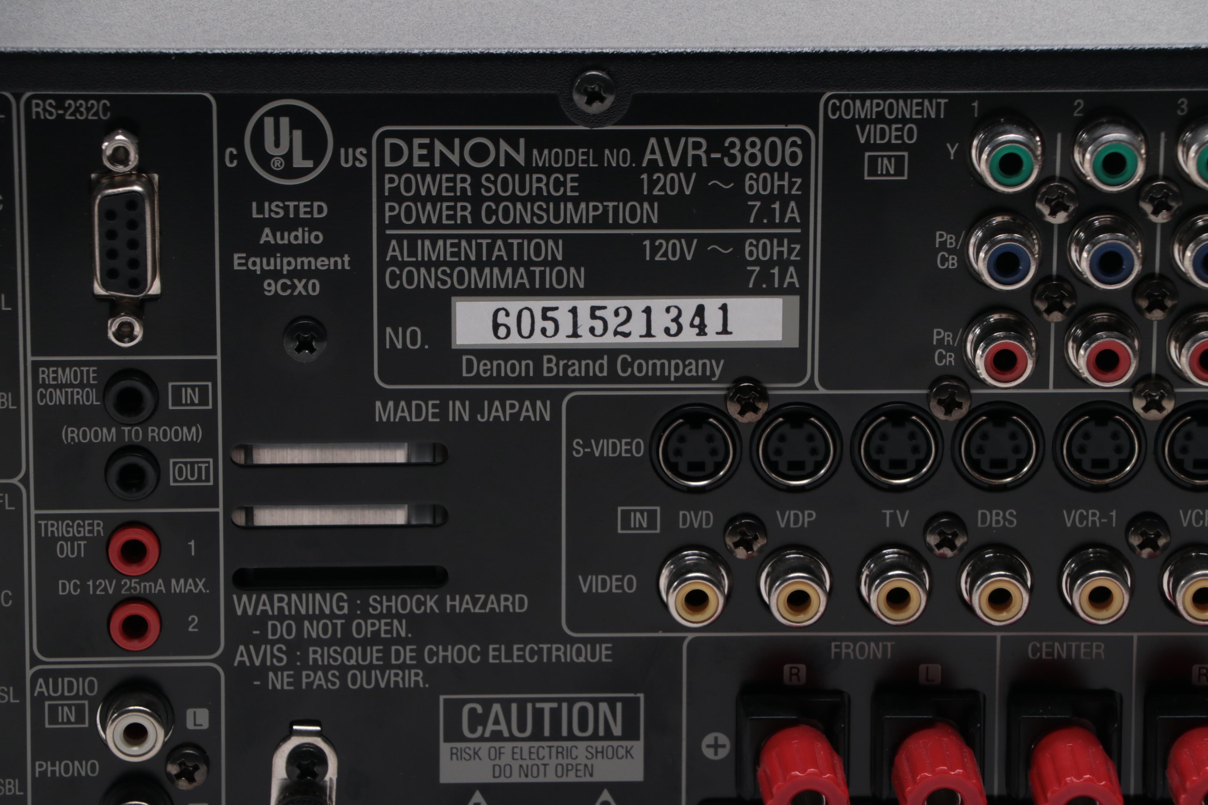 Denon Audio Video Surround Receiver With Remote