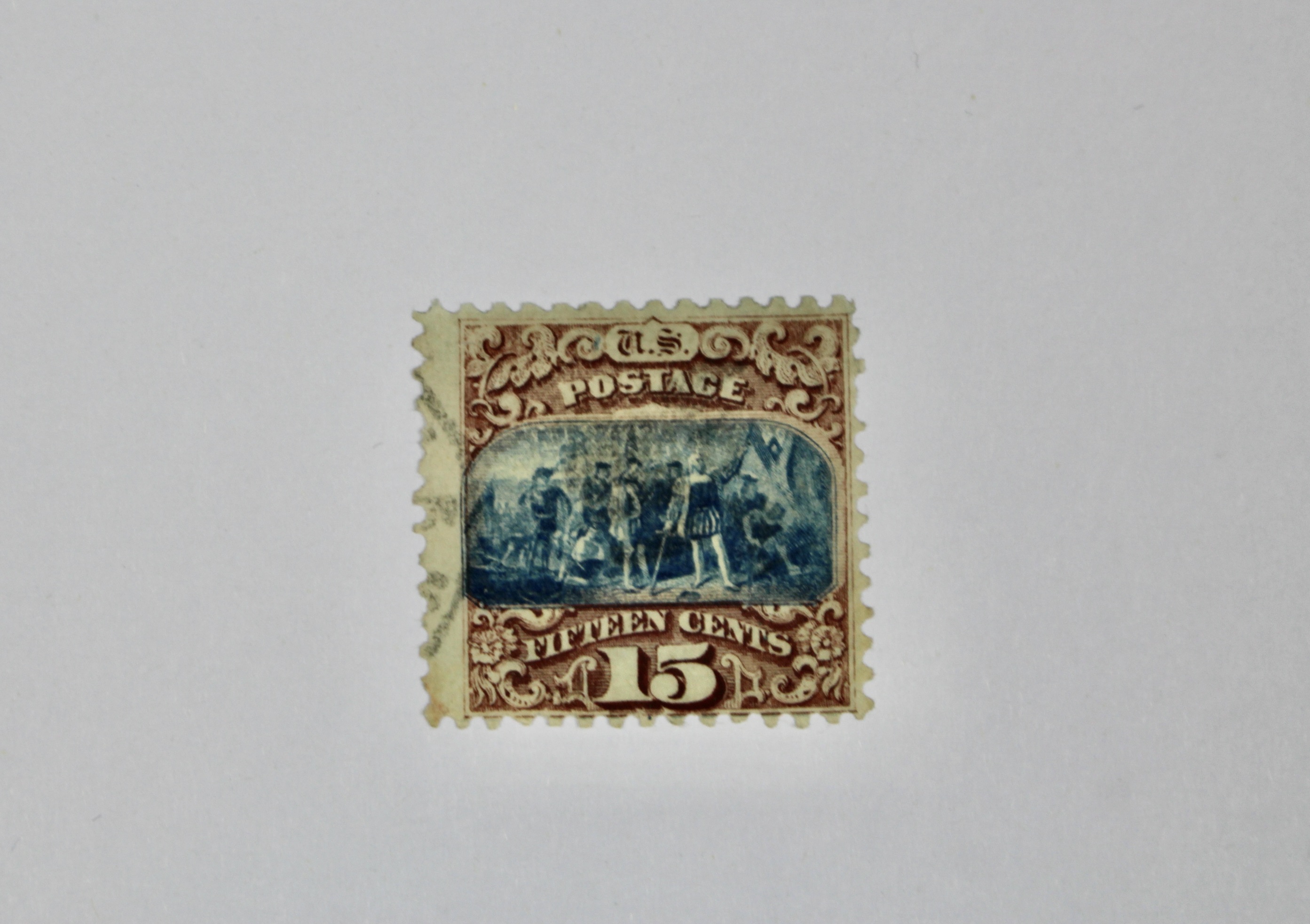 Two Used 15-Cent 1869 Pictorial Postage Stamps
