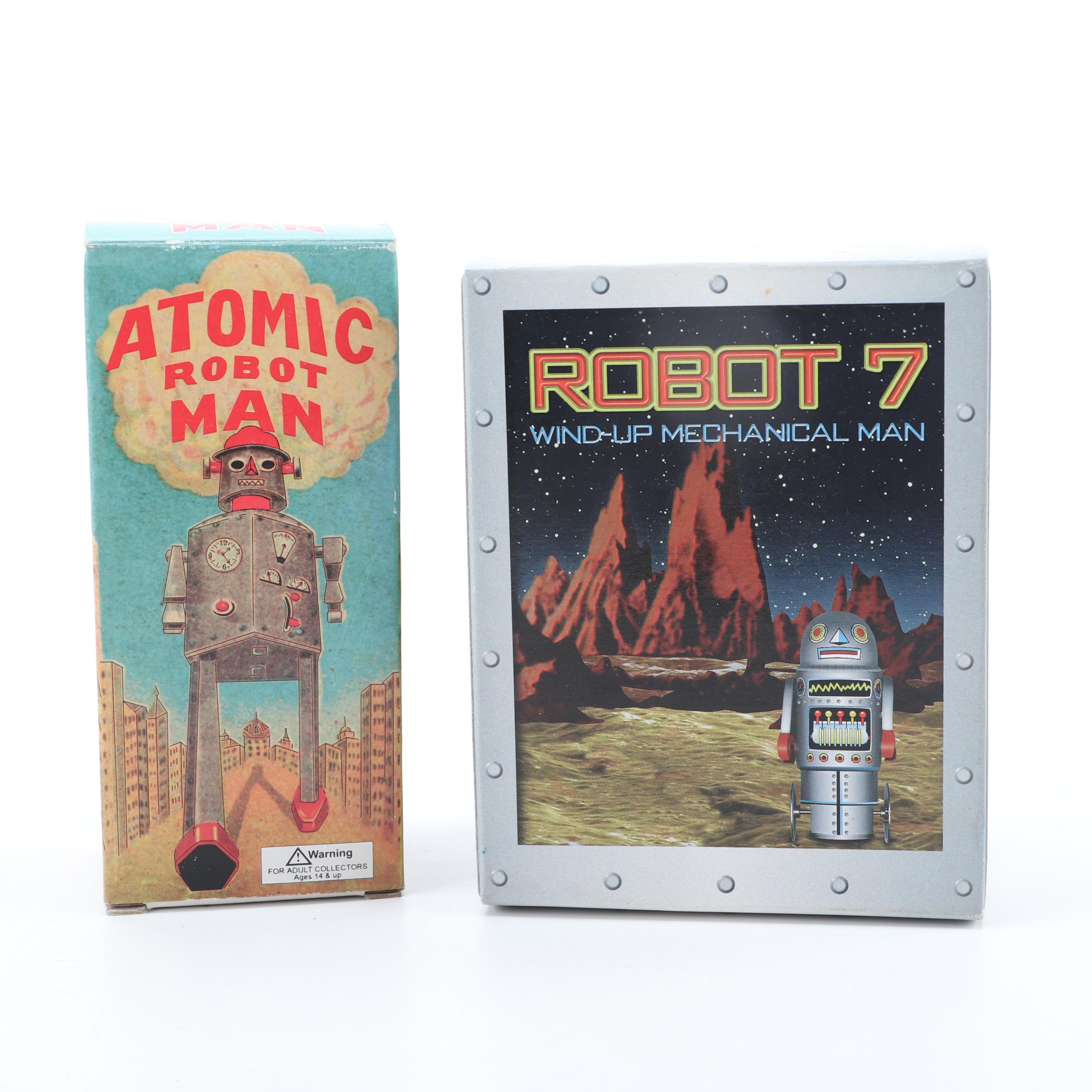 Atomic Robot Man, Robot 7 and Apollo Metal Toys, Mid to Late 20th Century
