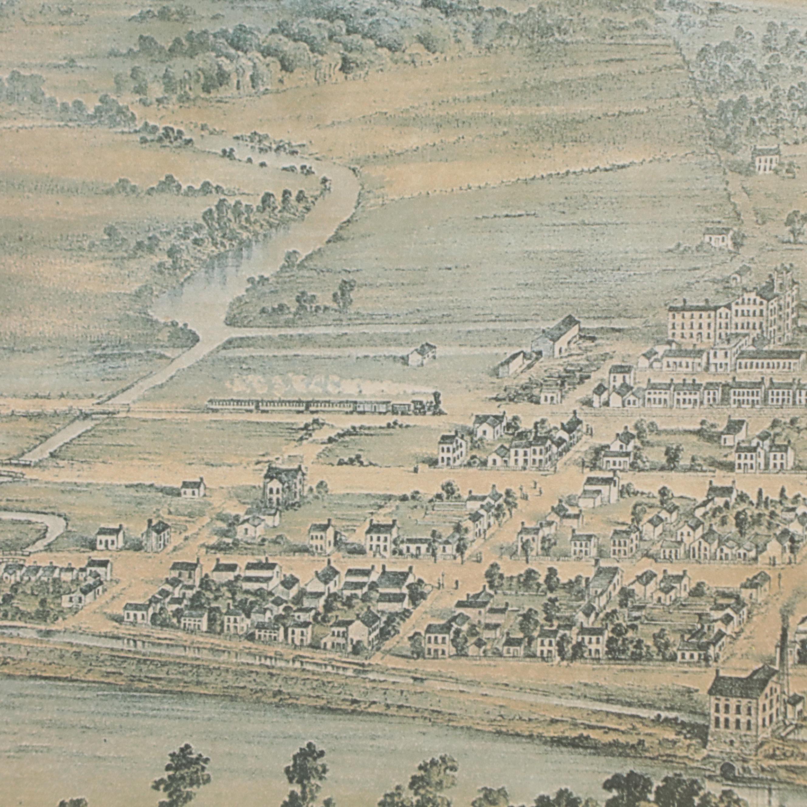 Offset Lithograph Pictorial Map "View of Hamilton, Ohio," 1990