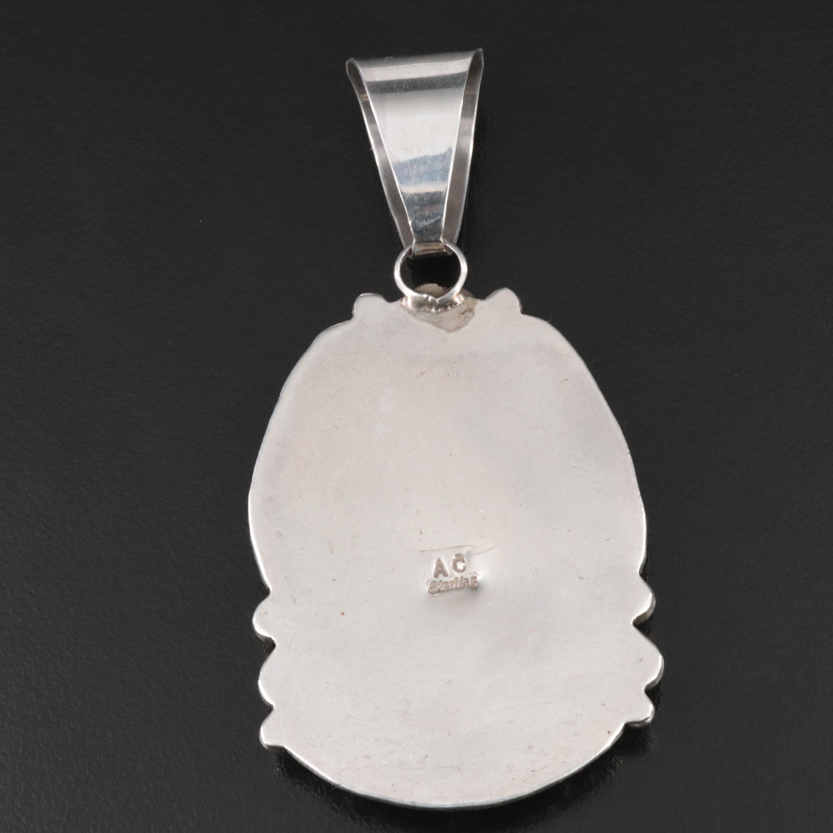 Albert Cleveland Navajo Diné Sterling Turquoise Appliqué Pendant