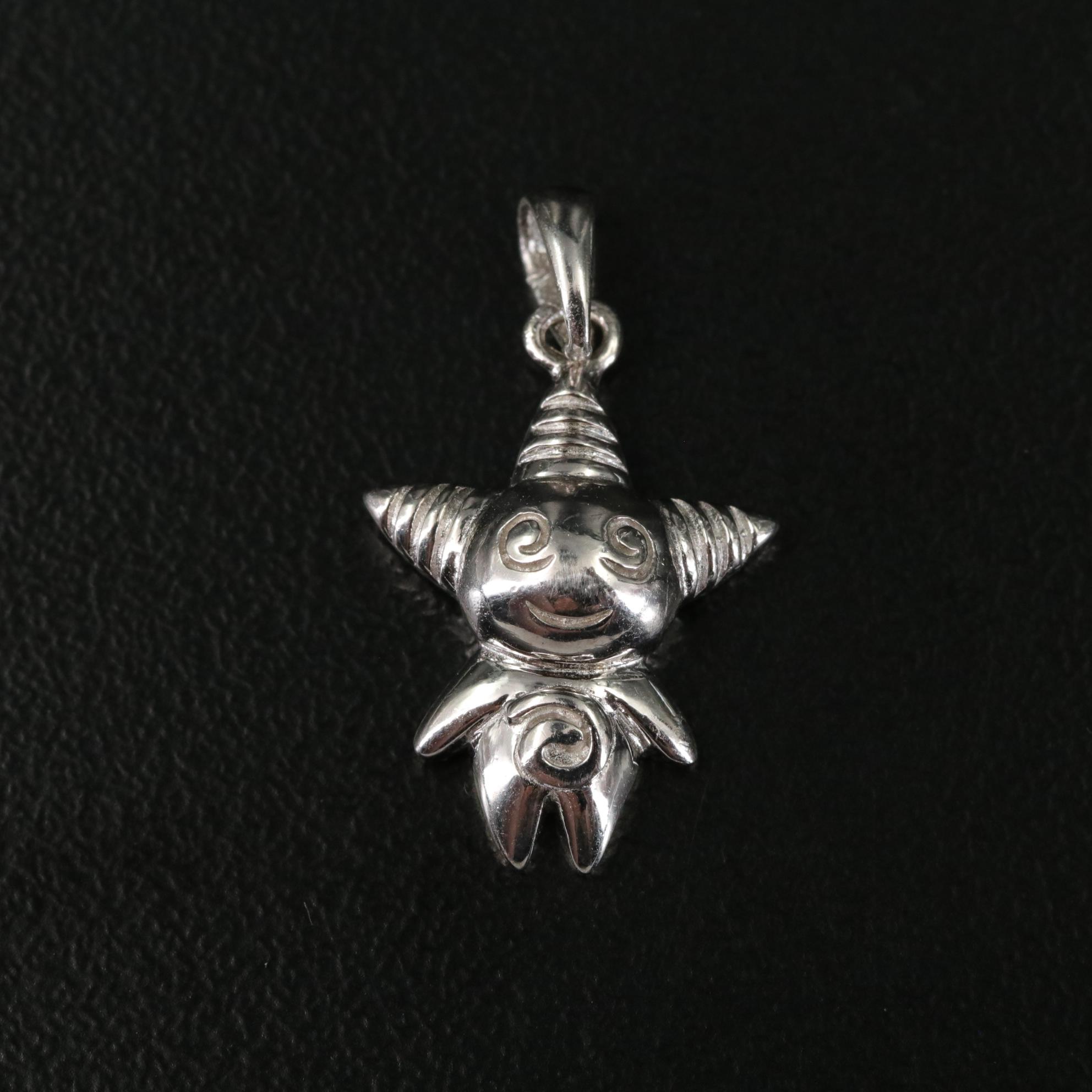 Sterling Clown Drop Pendant