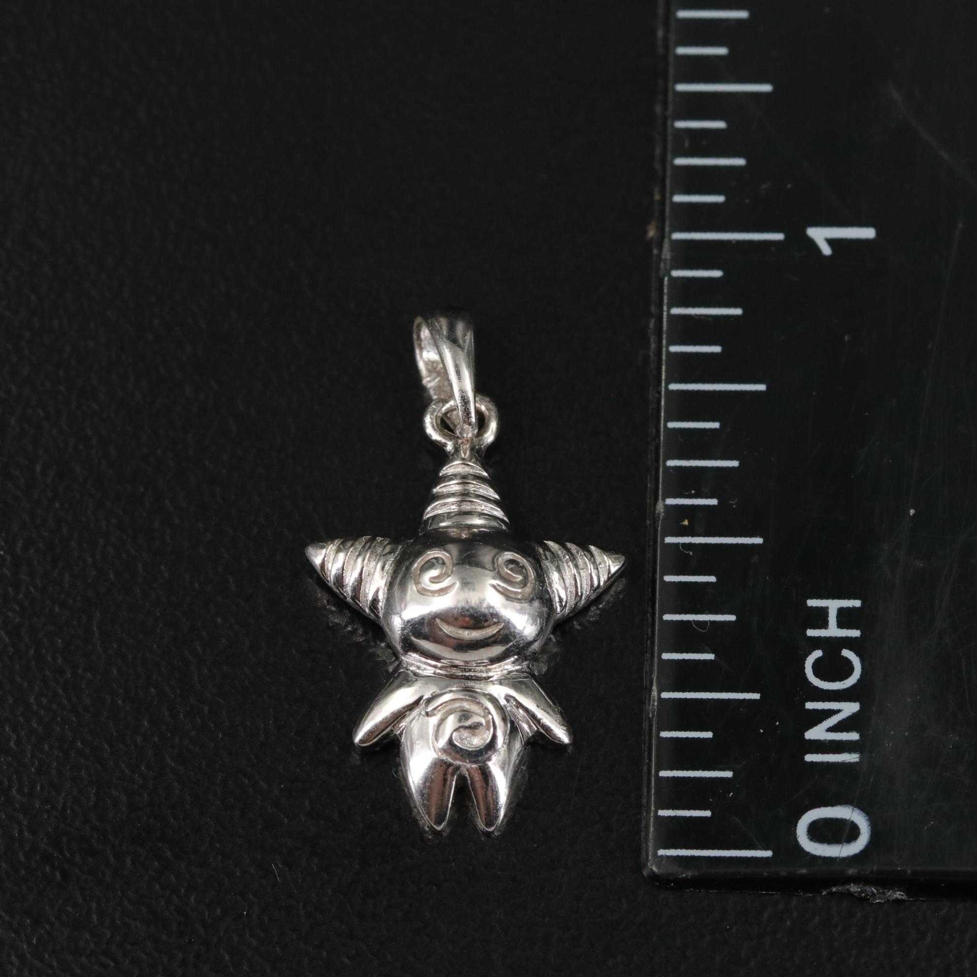 Sterling Clown Drop Pendant