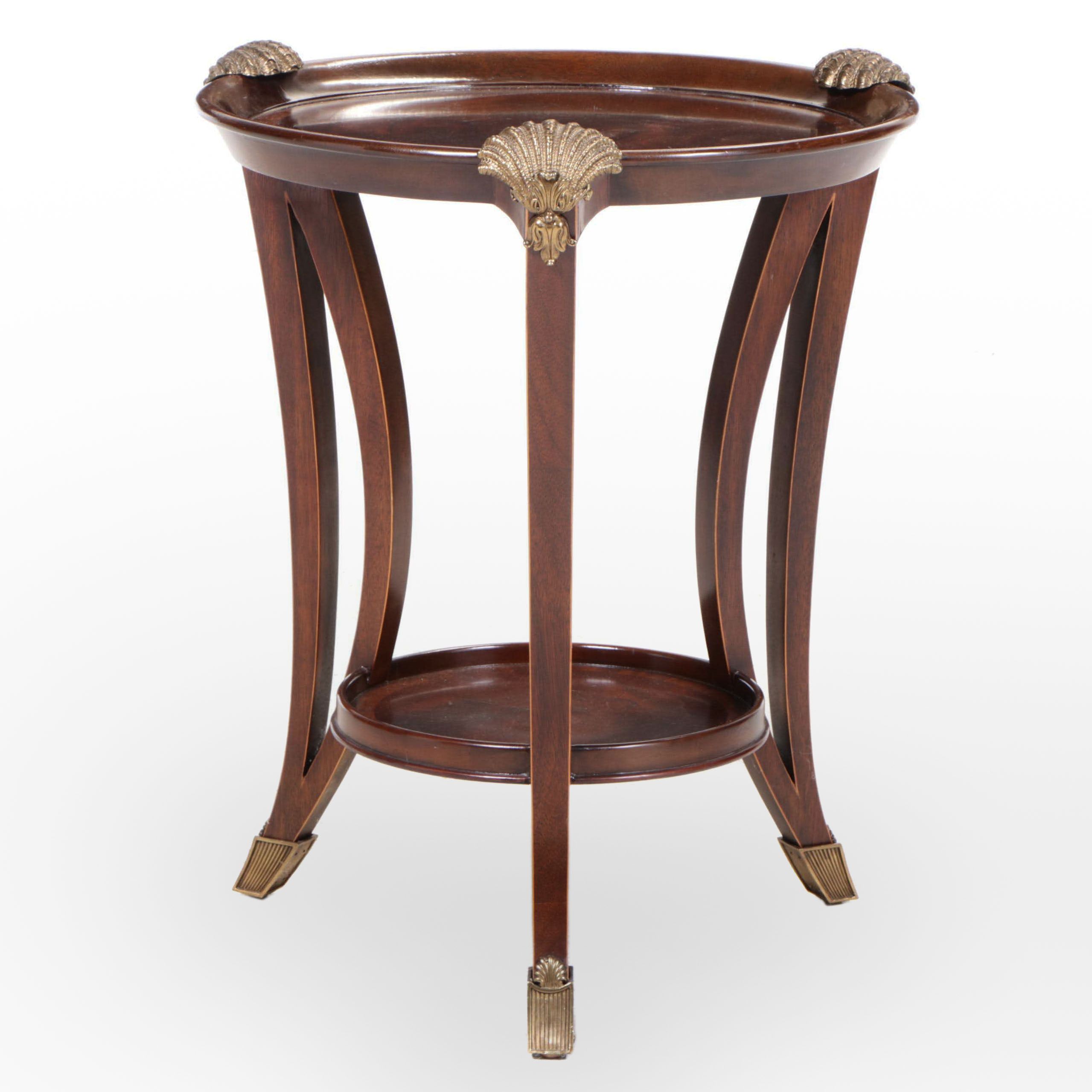 Maitland-Smith Brass-Mounted Mahogany, Crossbanded, and String-Inlaid Guéridon