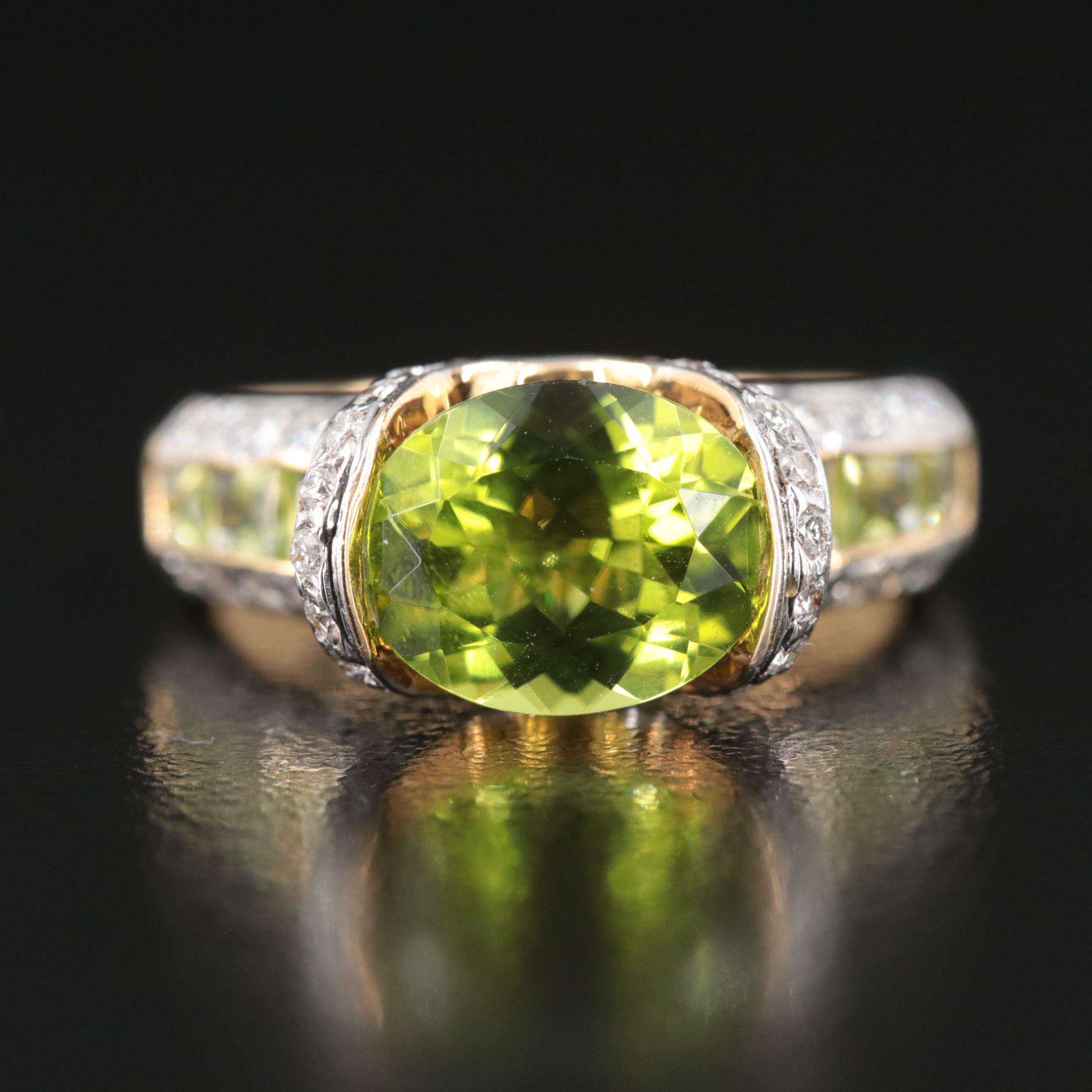 18K Peridot and Diamond Ring