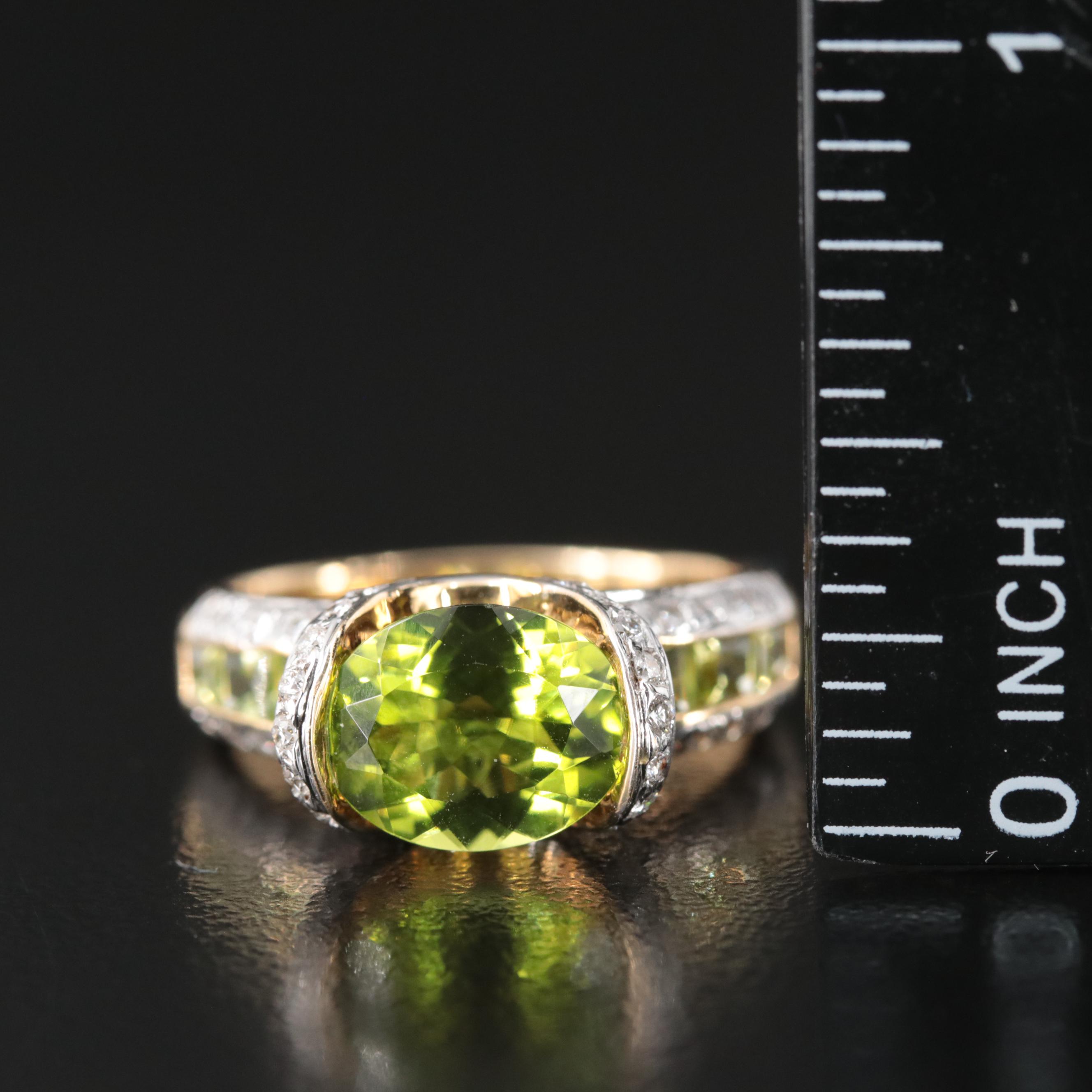 18K Peridot and Diamond Ring
