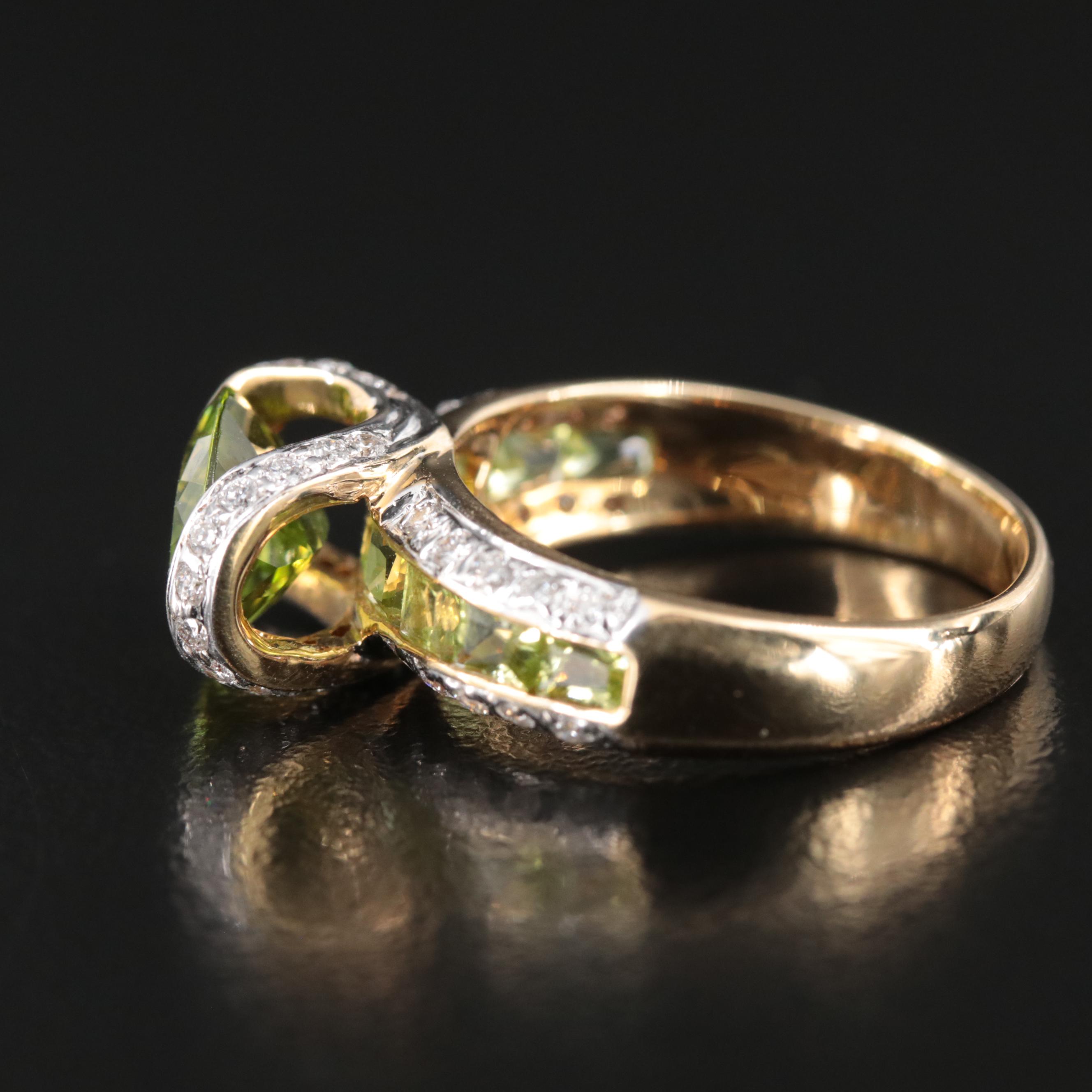 18K Peridot and Diamond Ring
