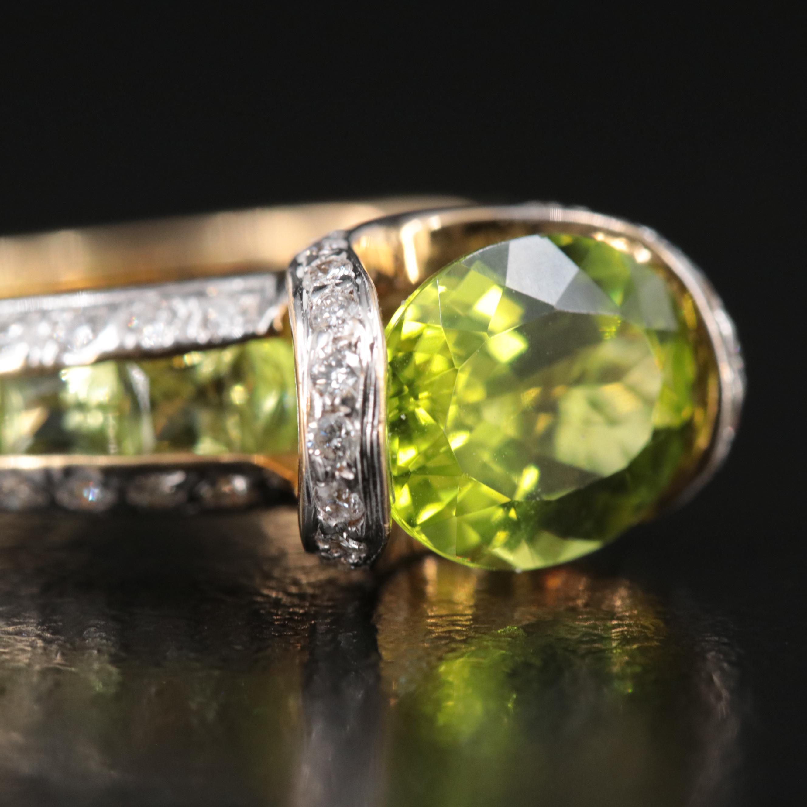 18K Peridot and Diamond Ring