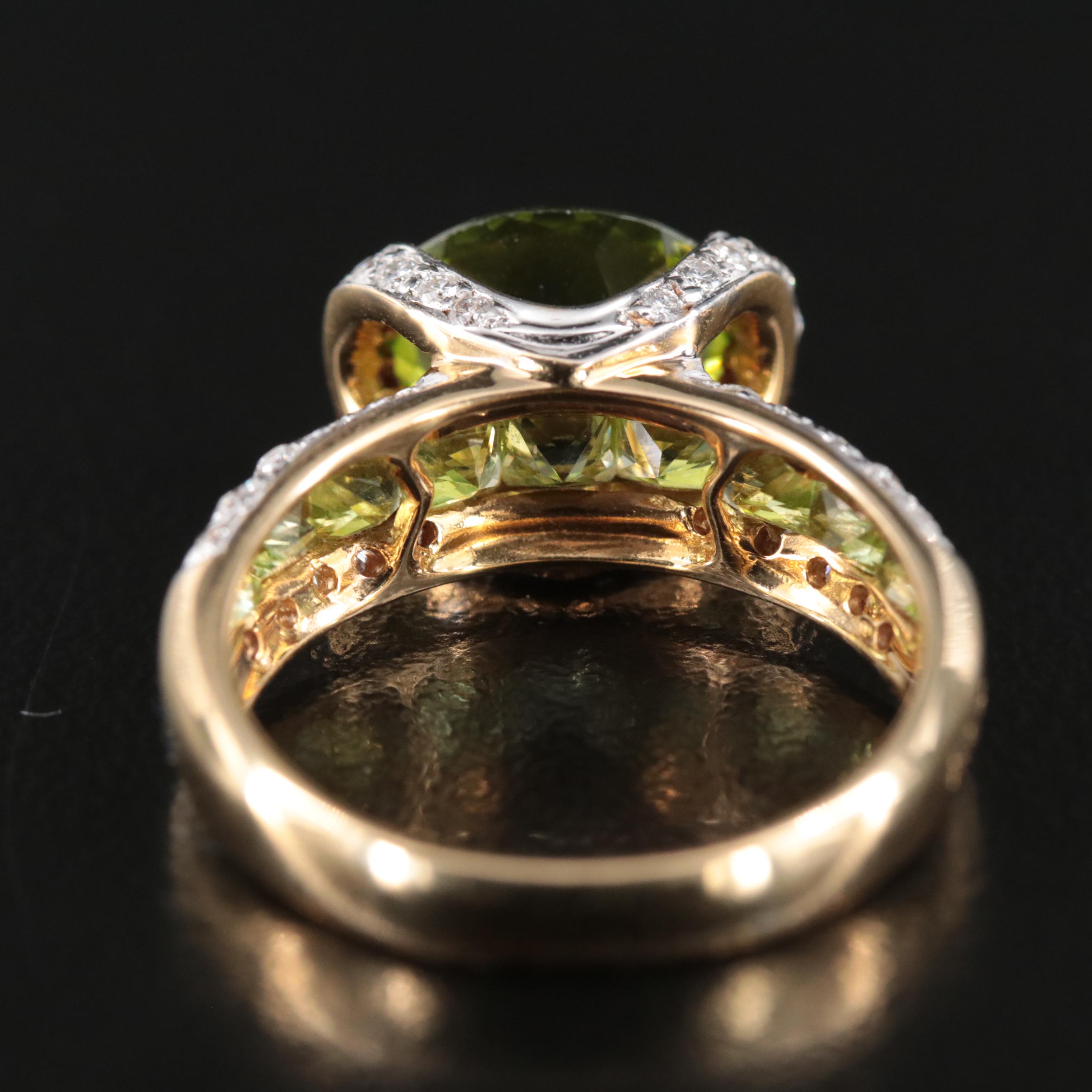 18K Peridot and Diamond Ring