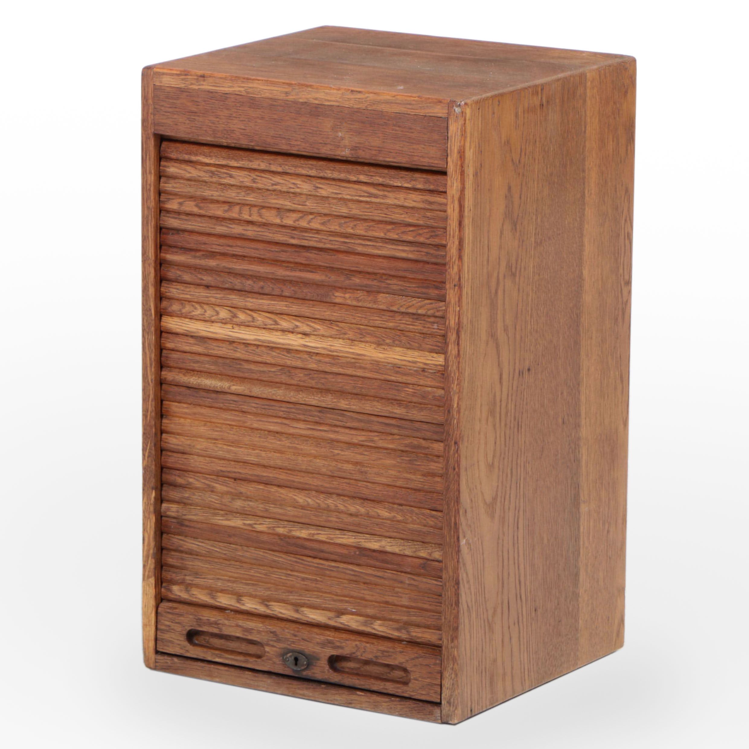 Small Oak Tambour-Front File Cabinet with Inserts, Incl. The Globe-Wernicke Co.