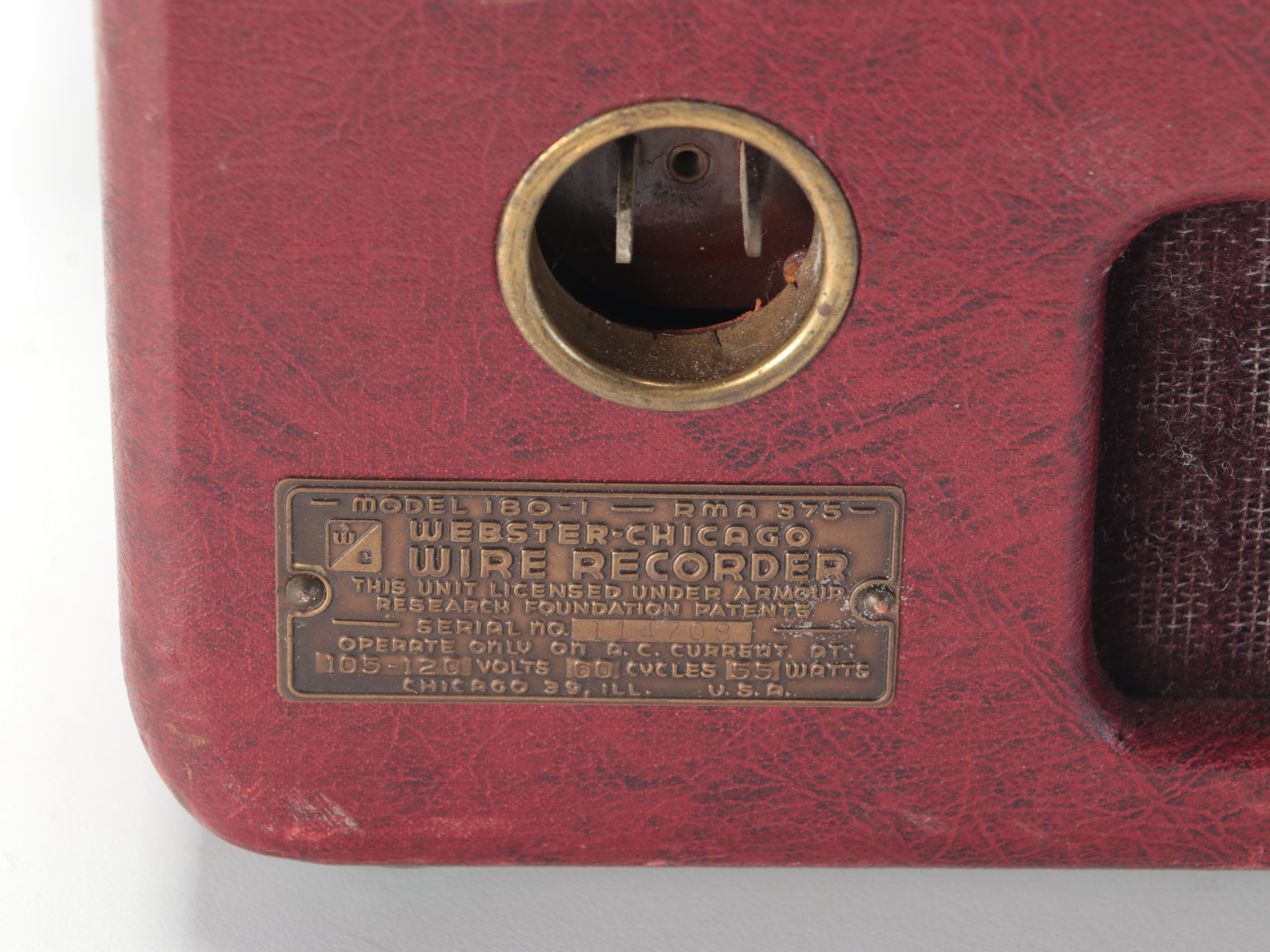 Webster-Chicago Electronic Memory Wire Recorder, Mid-20th Century