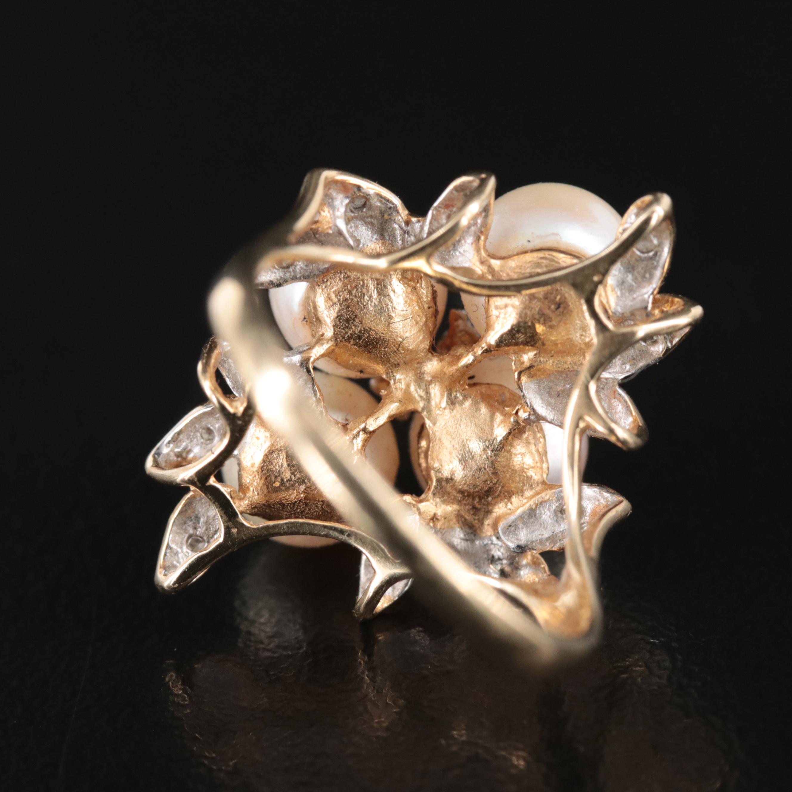 14K Pearl and Diamond Ring