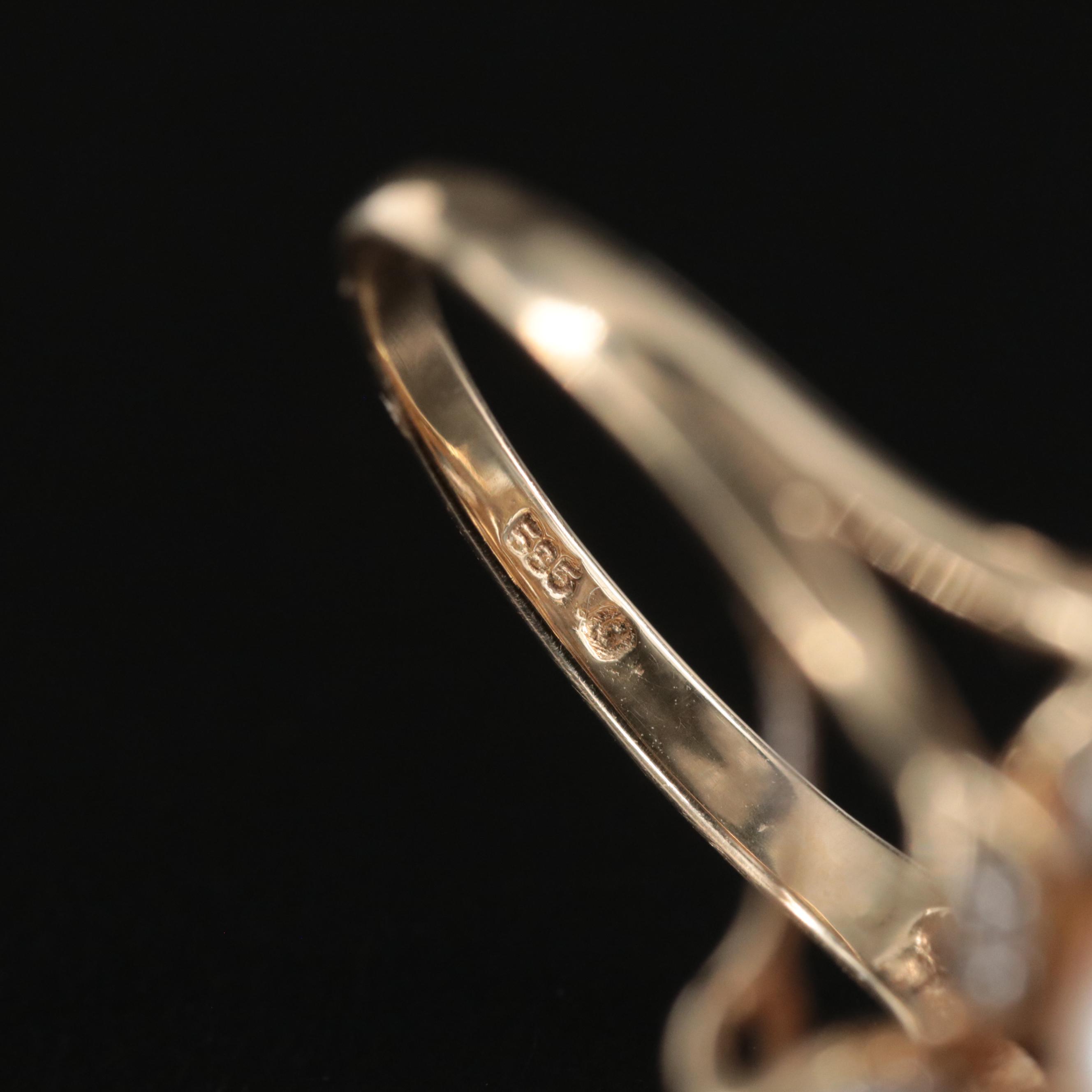 14K Pearl and Diamond Ring