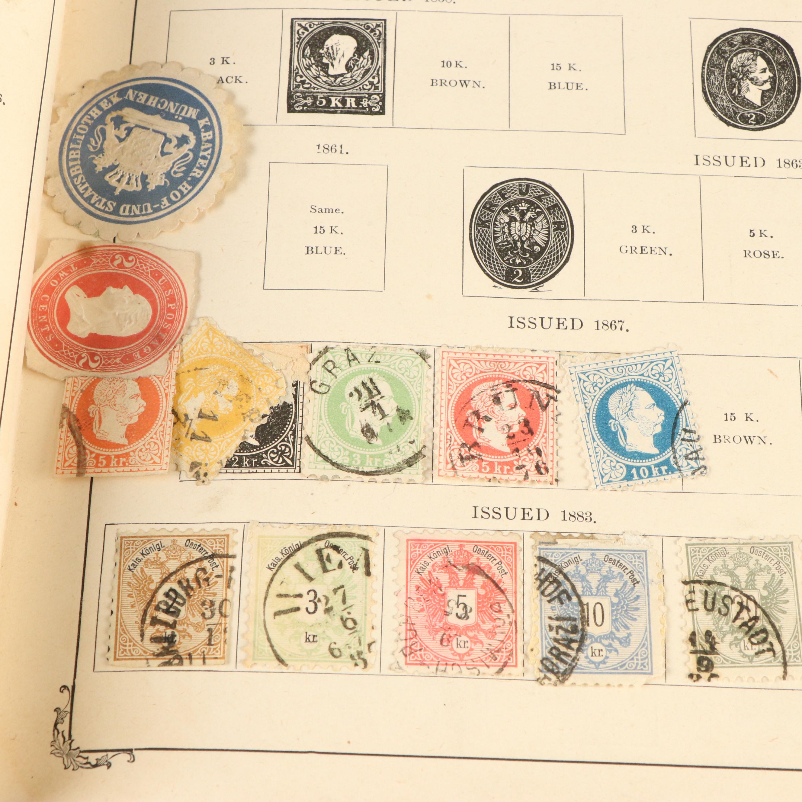 Two Antique Postage Stamp Albums