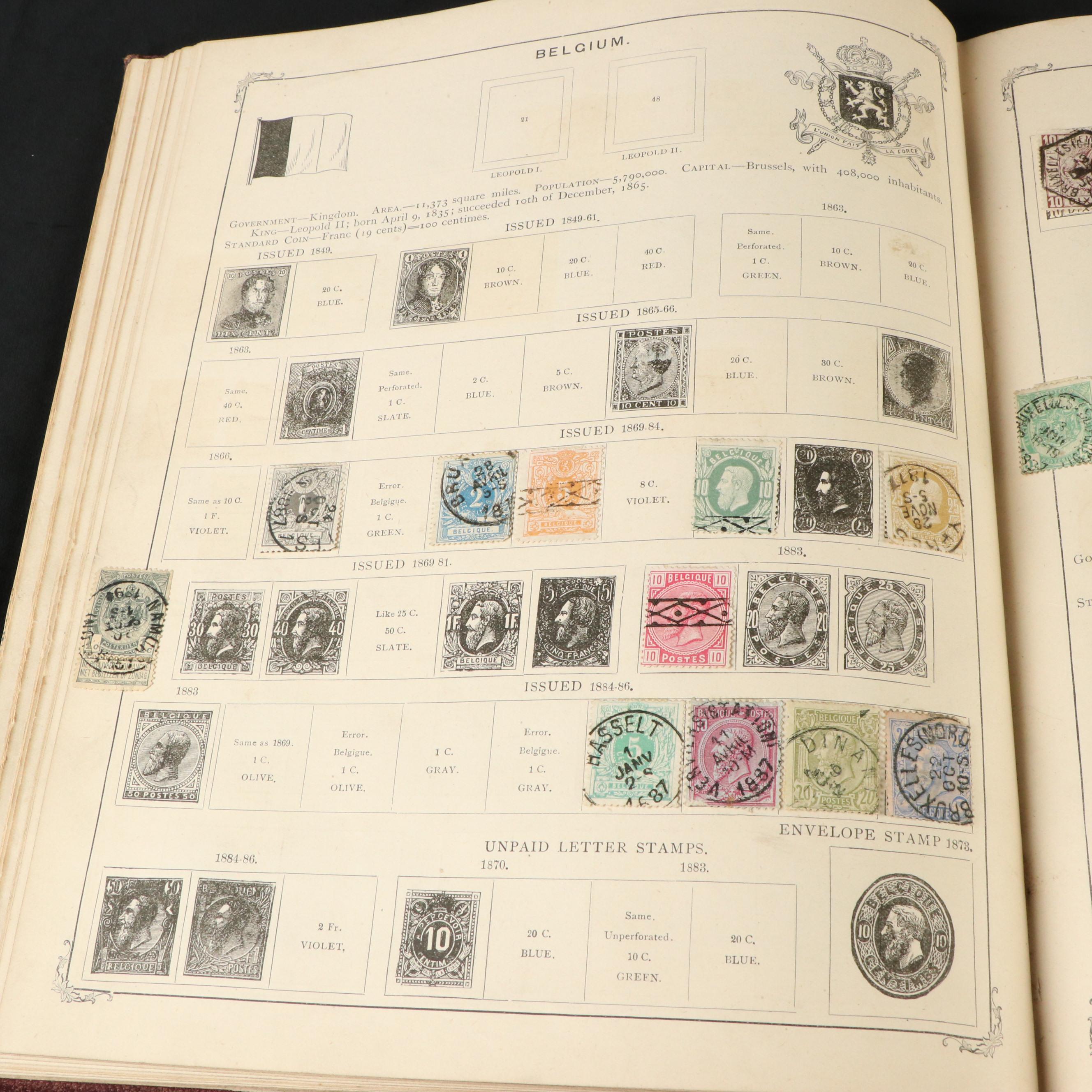 Two Antique Postage Stamp Albums