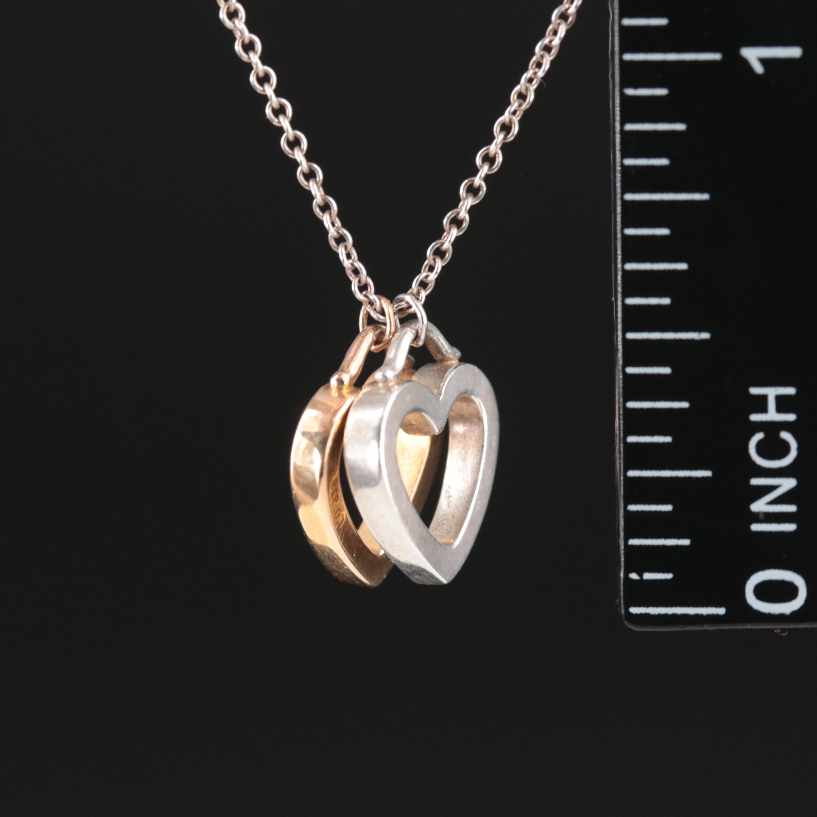 Tiffany & Co. Sterling and 18K Double Heart Necklace