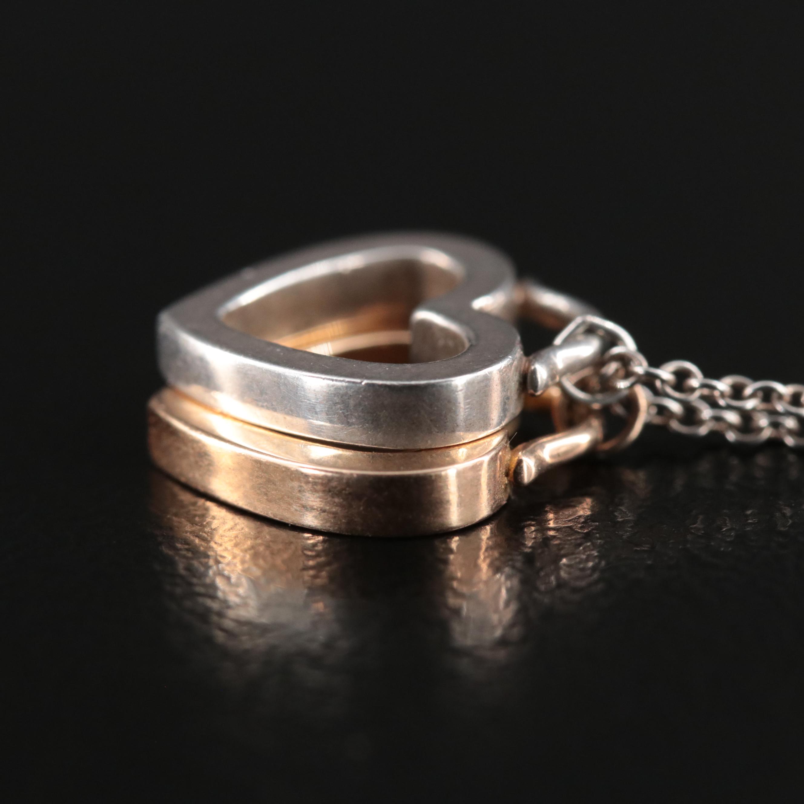 Tiffany & Co. Sterling and 18K Double Heart Necklace
