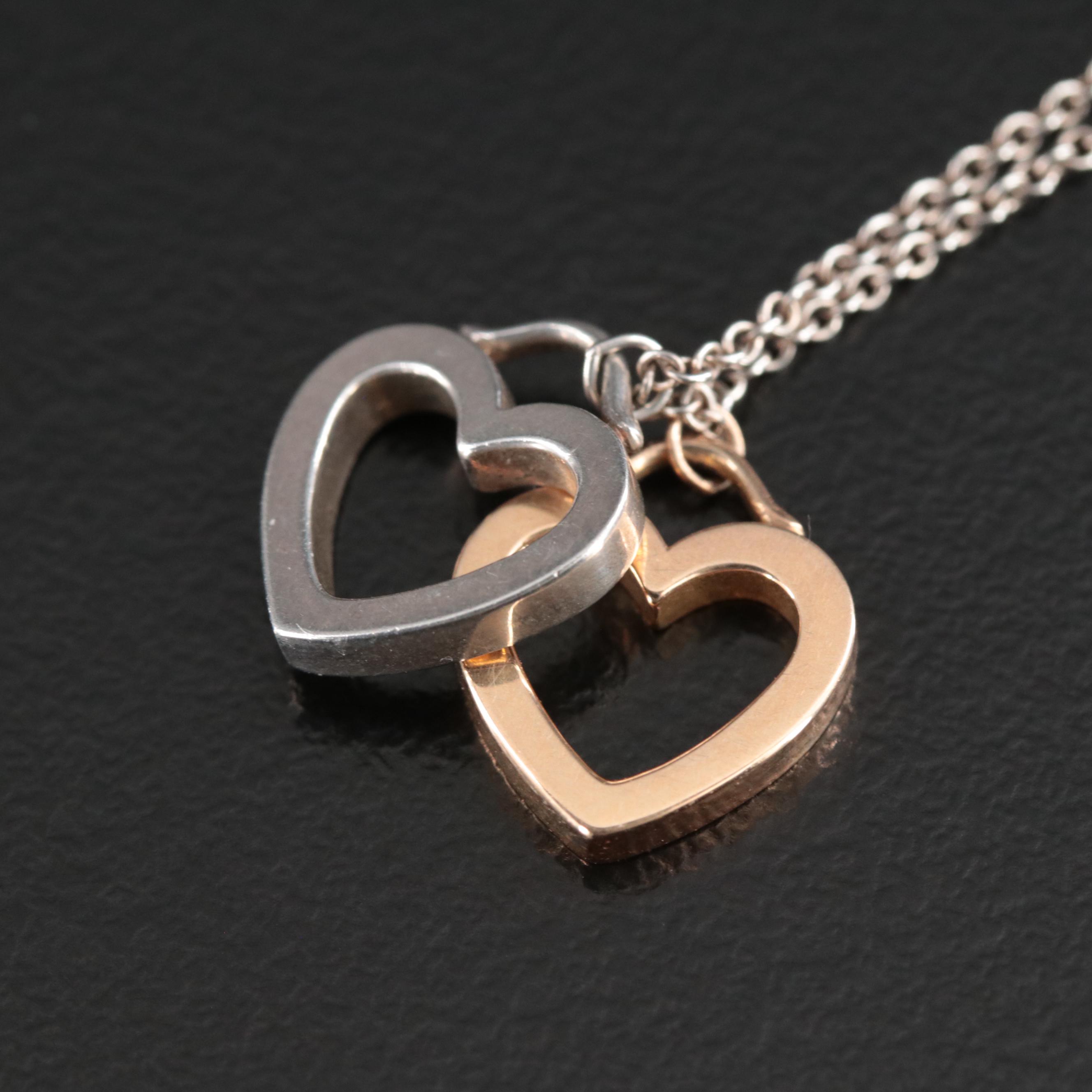 Tiffany & Co. Sterling and 18K Double Heart Necklace