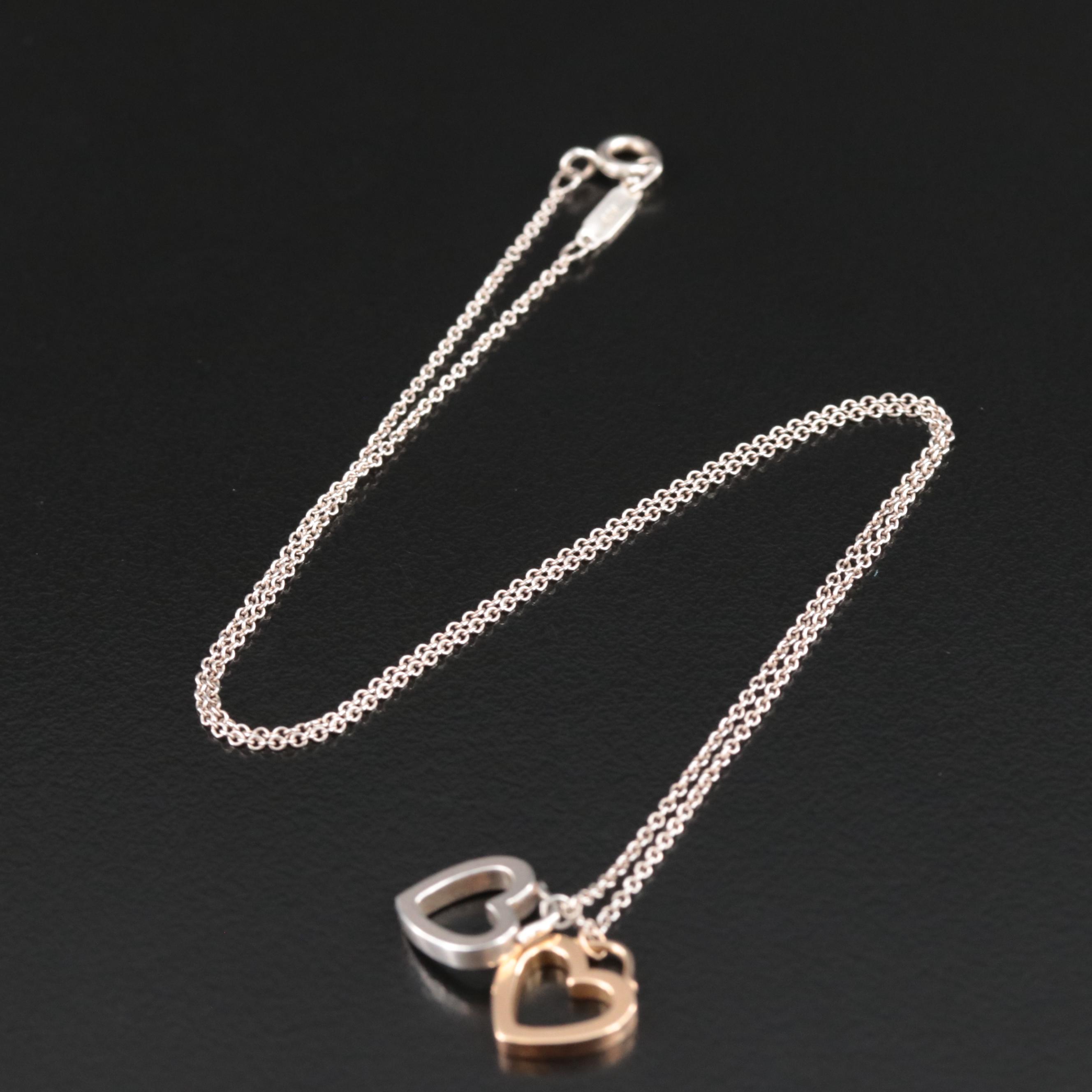 Tiffany & Co. Sterling and 18K Double Heart Necklace